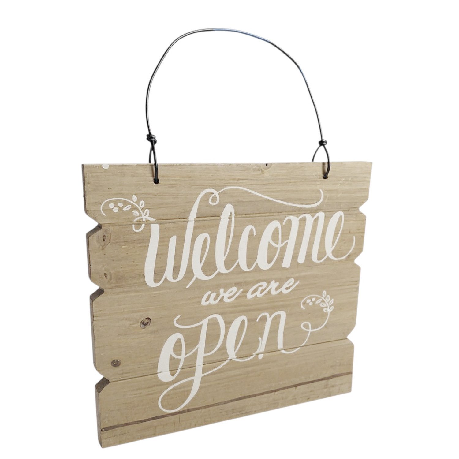 Macosa Home Hinweisschild Holzschild Deko Open Closed 20 cm Wendeschild, (Dekoschild Hinweisschild Türdeko Deko-Accessoire), Türanhängeschild Holz Metall