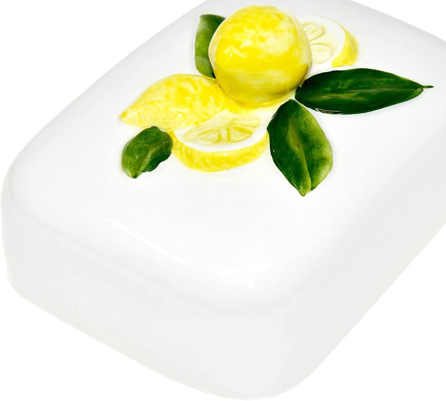 18 Keramik, 14 Butterdose Butterbehälter italienisch Zitrone, cm), (1-tlg., Dekor x mit Lashuma Relief