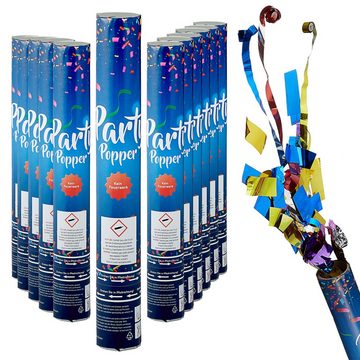 CEPEWA Konfetti Party-Popper De Luxe 12er Set 30cm Kanone Folien-Luftschlange Konfetti