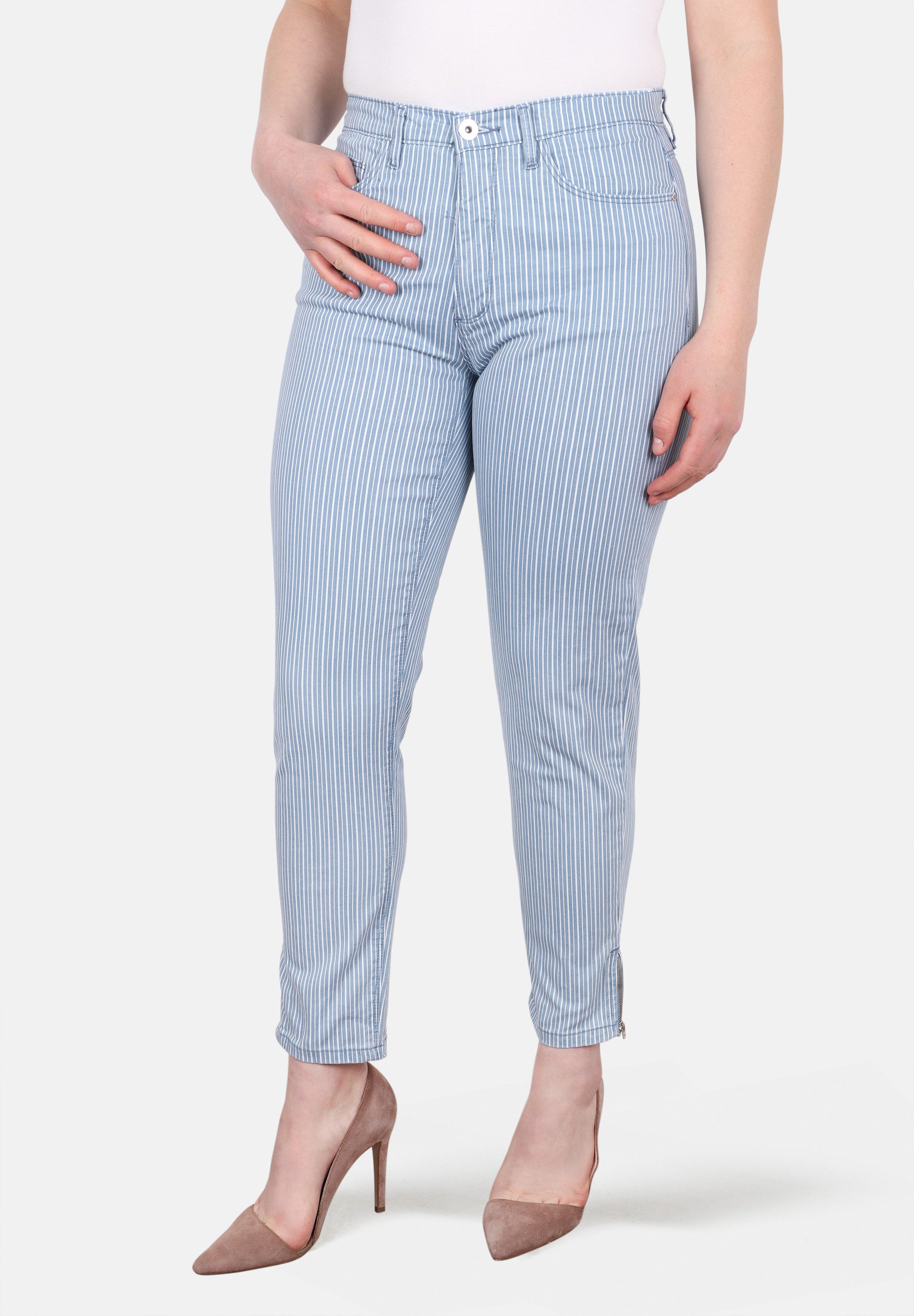 STOOKER WOMEN 5-Pocket-Jeans Nizza Stripe Tapered günstig online kaufen