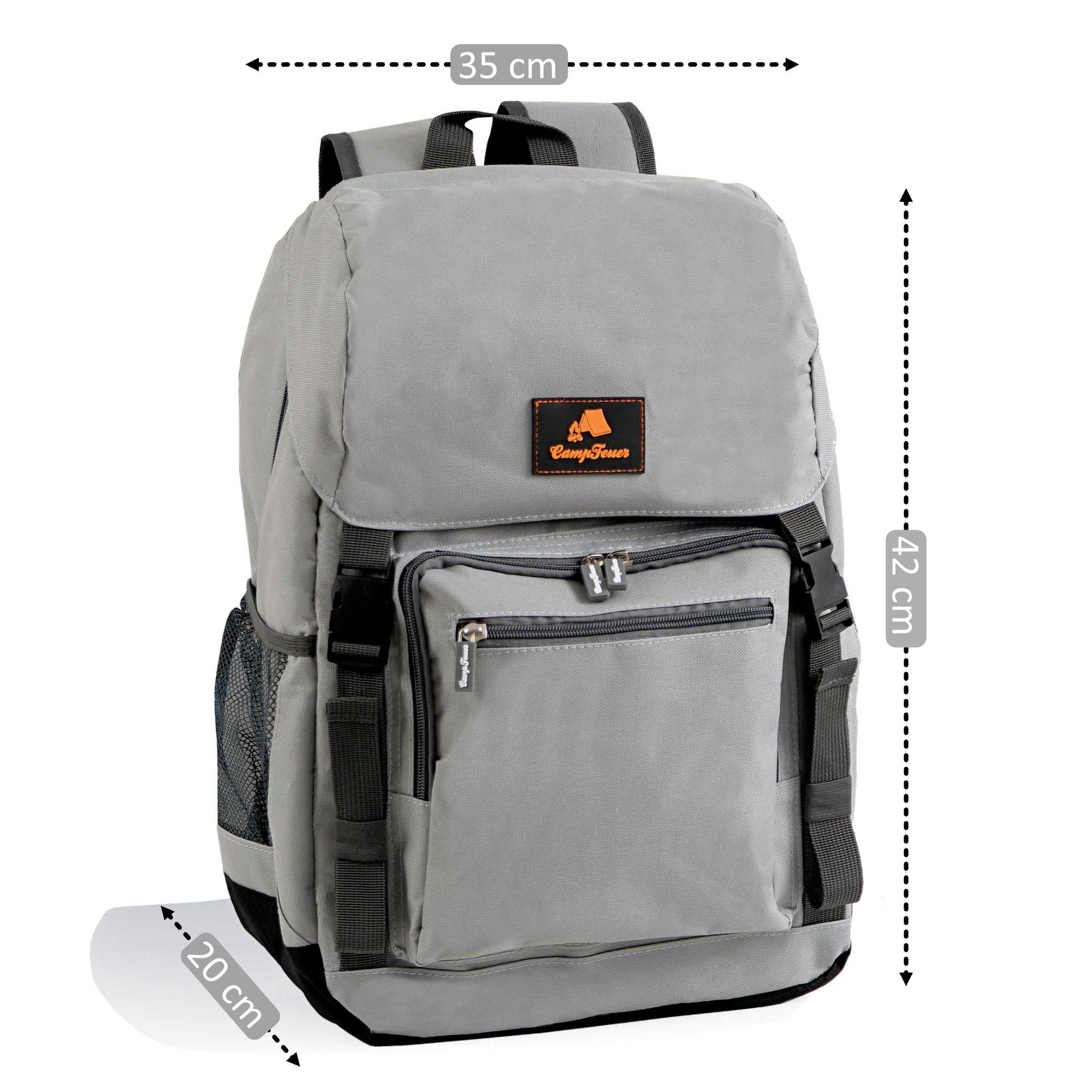 CampFeuer Freizeitrucksack Kühlrucksack 20 Liter, leicht und wasserdicht, grau