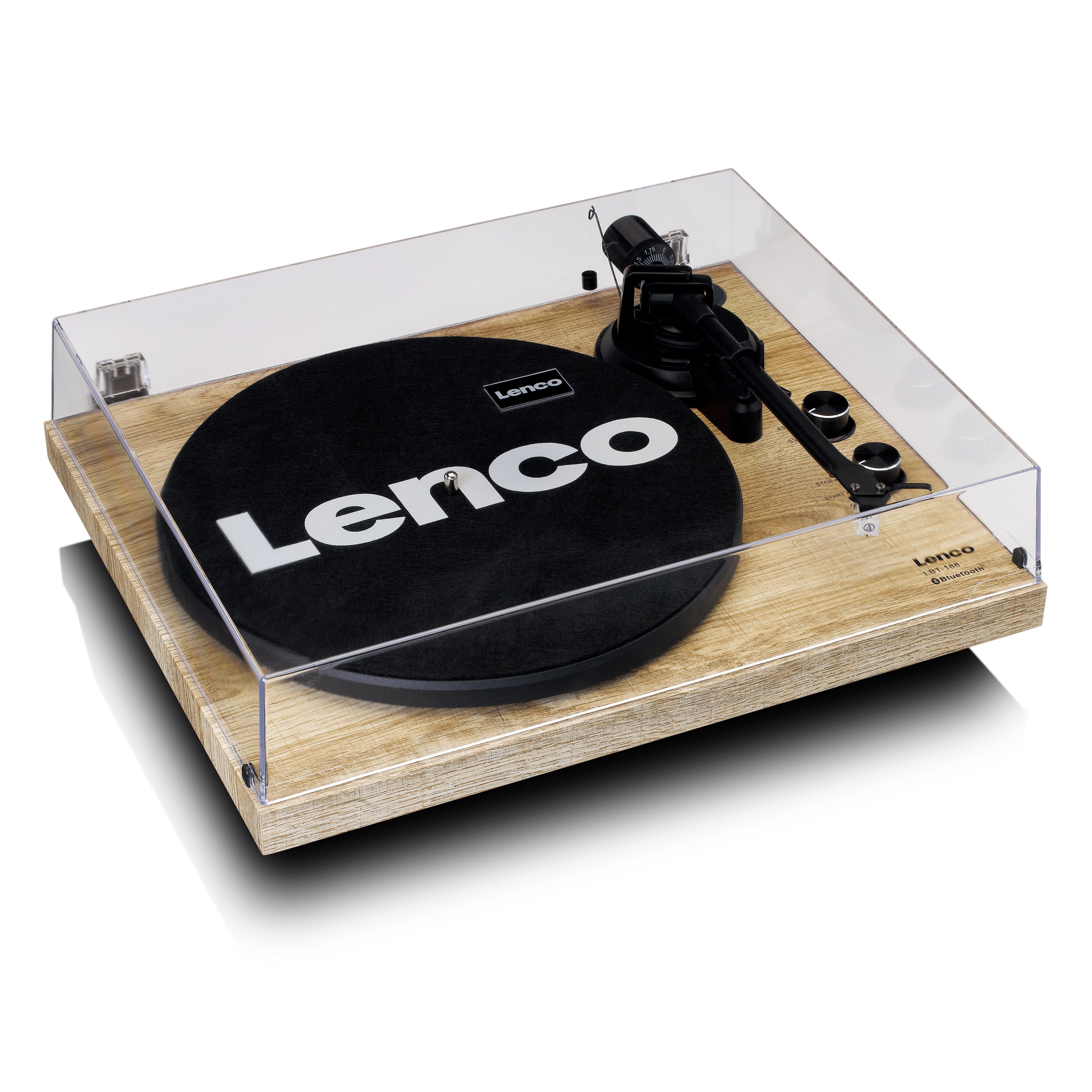Lenco LBT-188PI Plattenspieler (Riemenantrieb, Bluetooth, Bluetooth, Audio-Technica & USB in Holz)