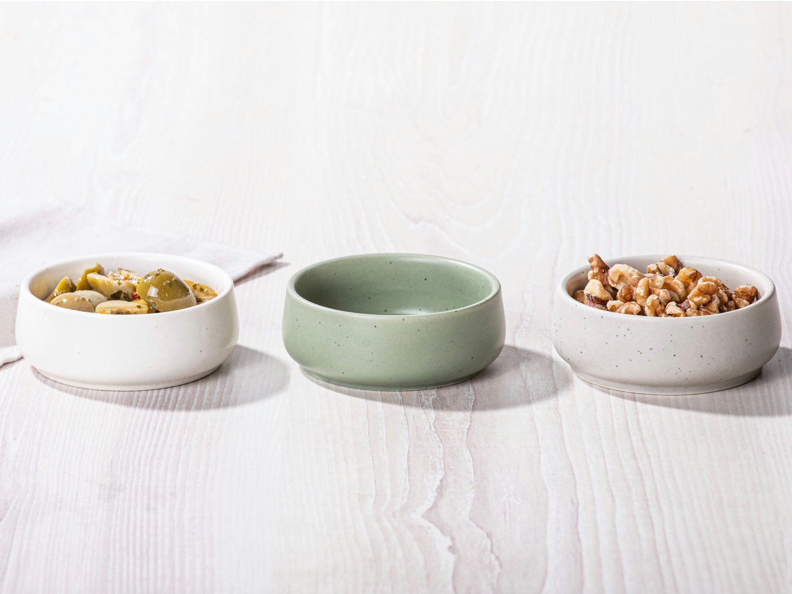 Ladelle Servierschüssel ELEMENTS Schalenset flach assortiert Set3, Steinzeug, (Schüsseln & Schalen), Elements Assorted Shallow 3pk Bowl Set 9.4x9.4x3.5cm