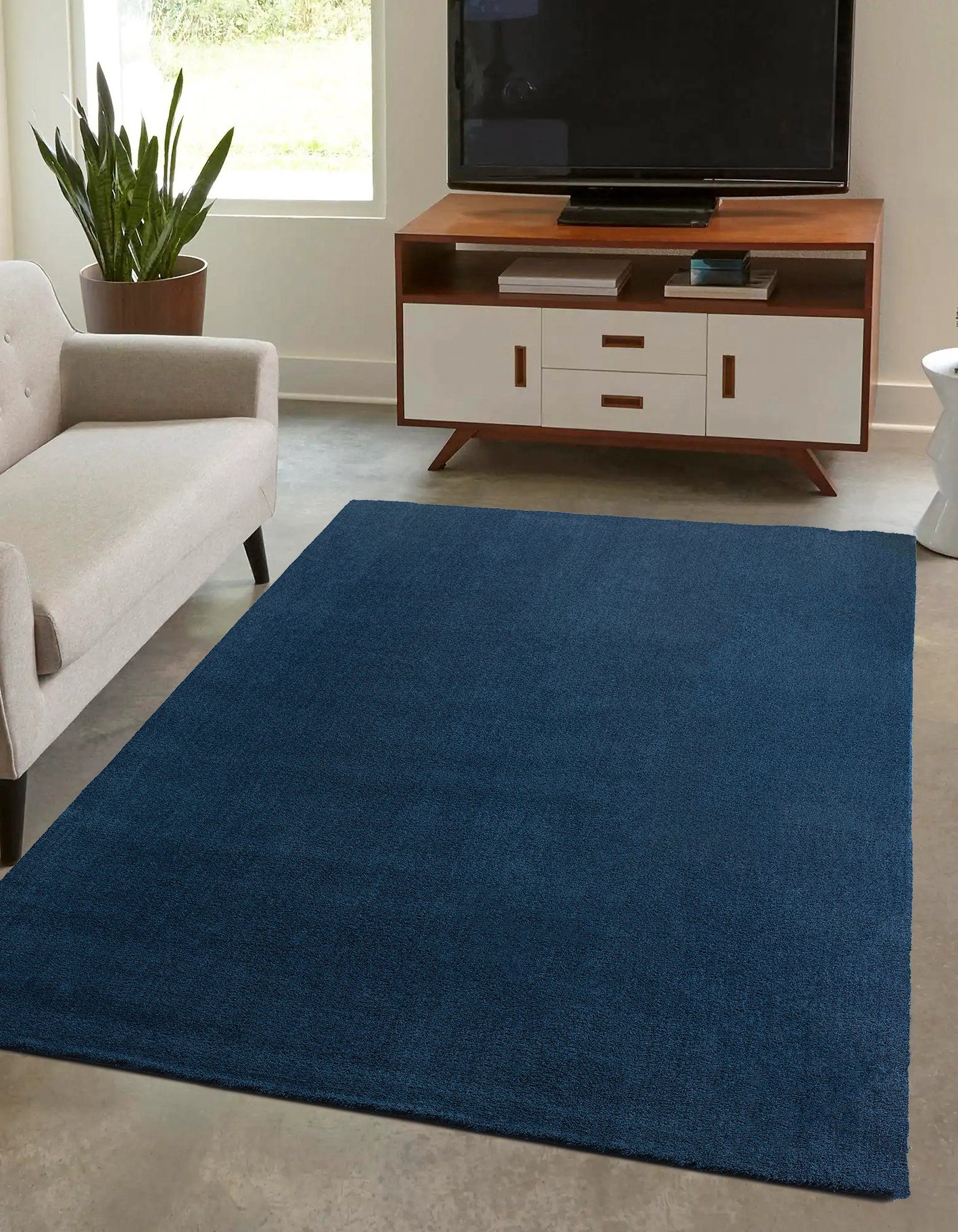 DomDeco Teppich Waschbarer Teppich FEEL Dunkelblau, 60 x 115 cm