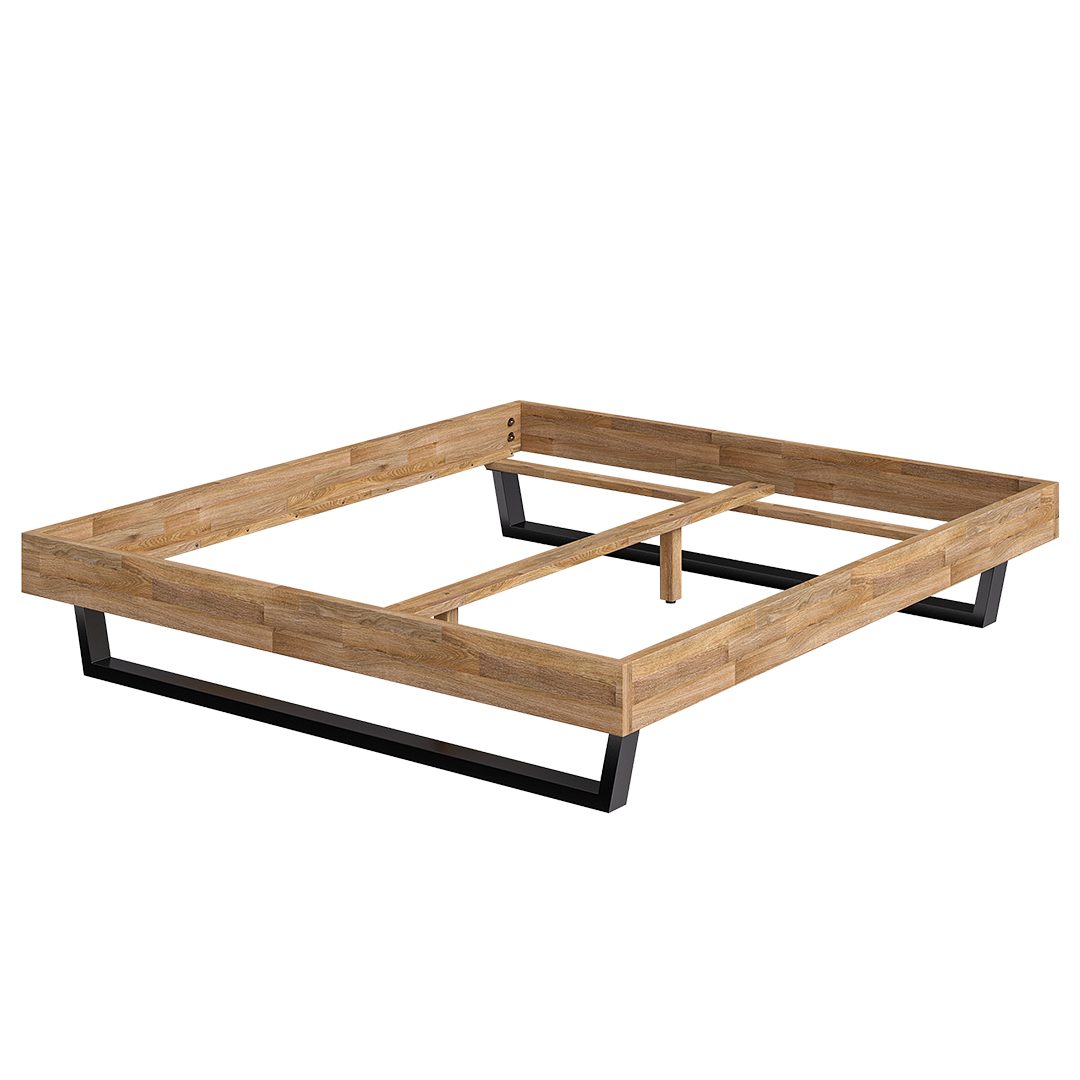 skølm Massivholzbett Alver aus Eiche, ohne Bettkopf, natur geölt mit Metall günstig online kaufen