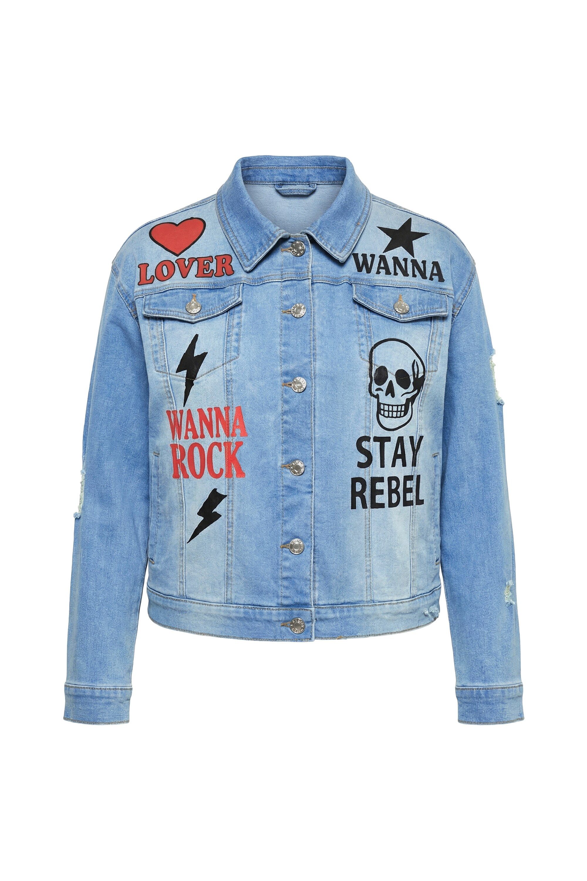 Sommerjacke Jeansjacke Oversize Fit Prints Stretchdenim