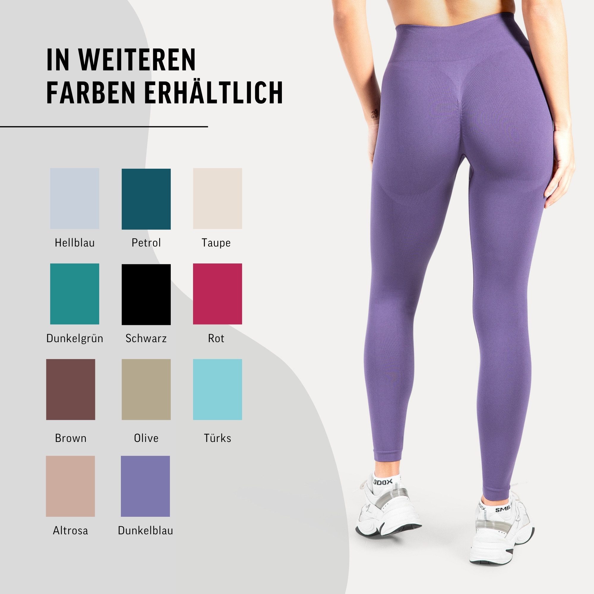 Smilodox Leggings Slayton Scrunch, Seamless Push-Up Sporthose High Waist V-Shape Bund Invisible Scrunch Blickdicht Yogahose, Fitness Gym Yoga Alltag – Bild 4 von 5
