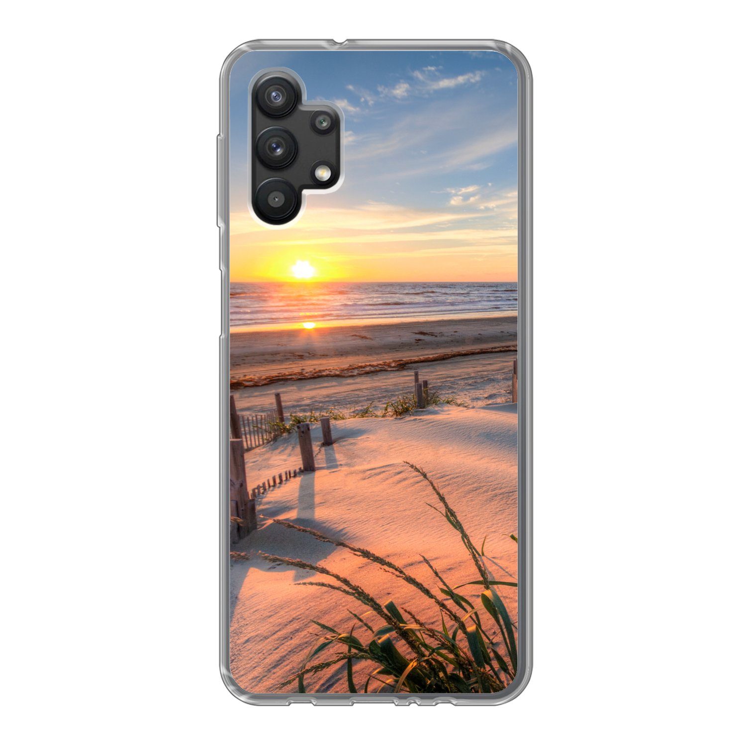 MuchoWow Handyhülle für Samsung Galaxy A32 5G Strand - Meer - Düne - Sonnenuntergang - Lan, Smartphone-Bumper, Print, Handy Schutzhülle Dünn