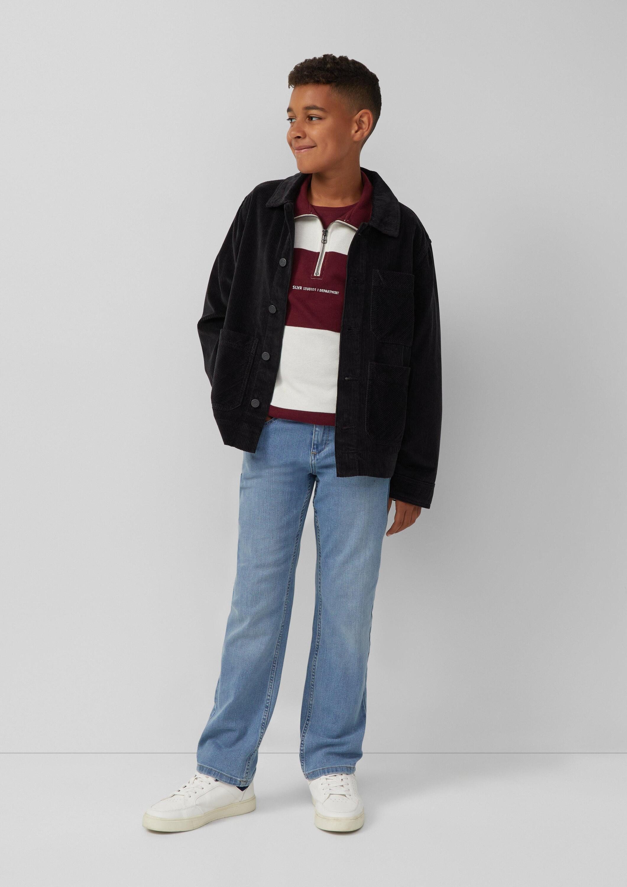 s.Oliver Langarmshirt T-Shirt Rippstrick-Longsleeve mit Troyer-Kragen und Stickerei-Detail – Bild 3 von 4