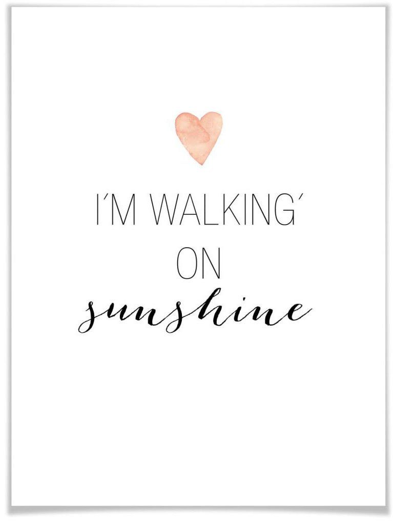 Wall-Art Poster walking on sunshine, Schriftzug (1 St), Poster, Wandbild, Bild, Wandposter | Poster