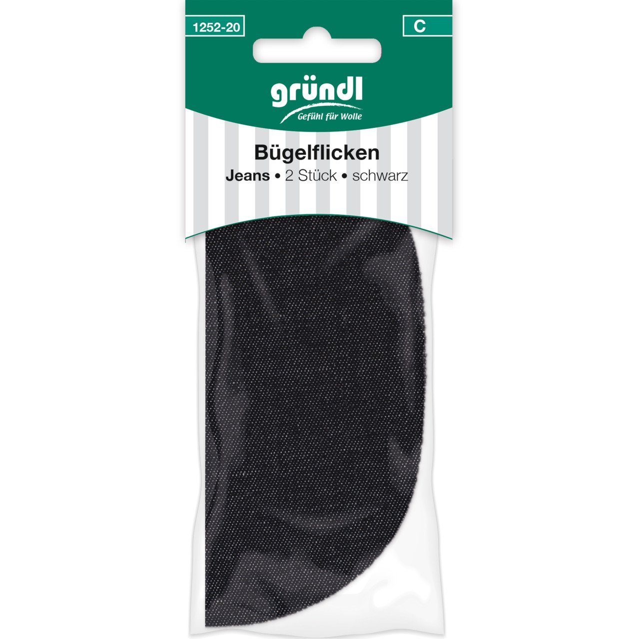 Gründl Patchies Gründl Bügelflicken Jeans 2 Stück schwarz, 100 % Baumwolle