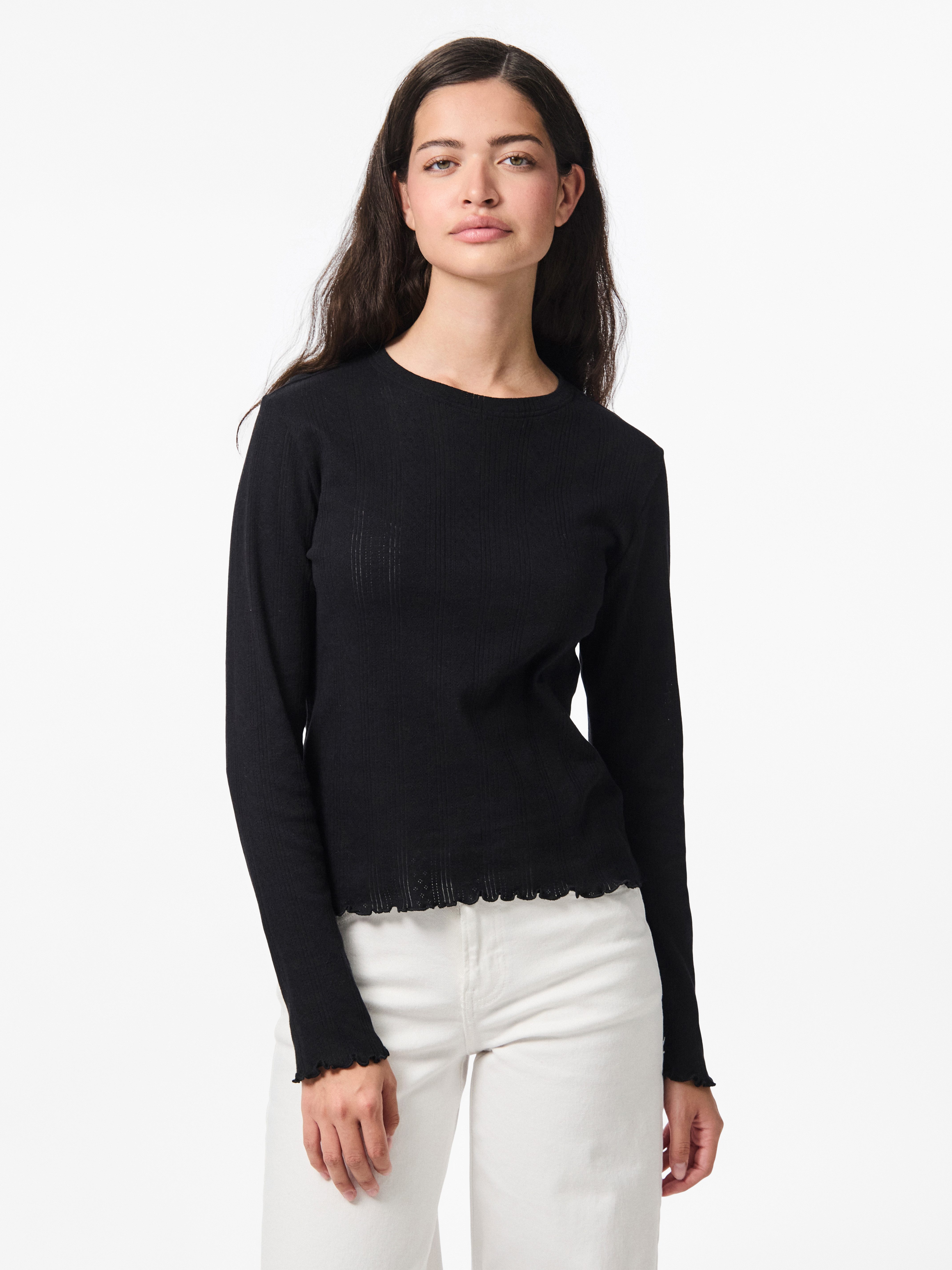 pieces Langarmshirt PCMARIE LS O-NECK POIN günstig online kaufen