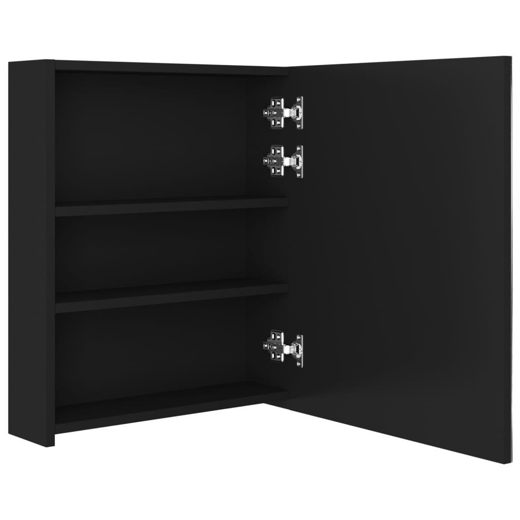 Badezimmerspiegelschrank vidaXL LED-Bad-Spiegelschrank cm 50x14x60 (1-St) Schwarz