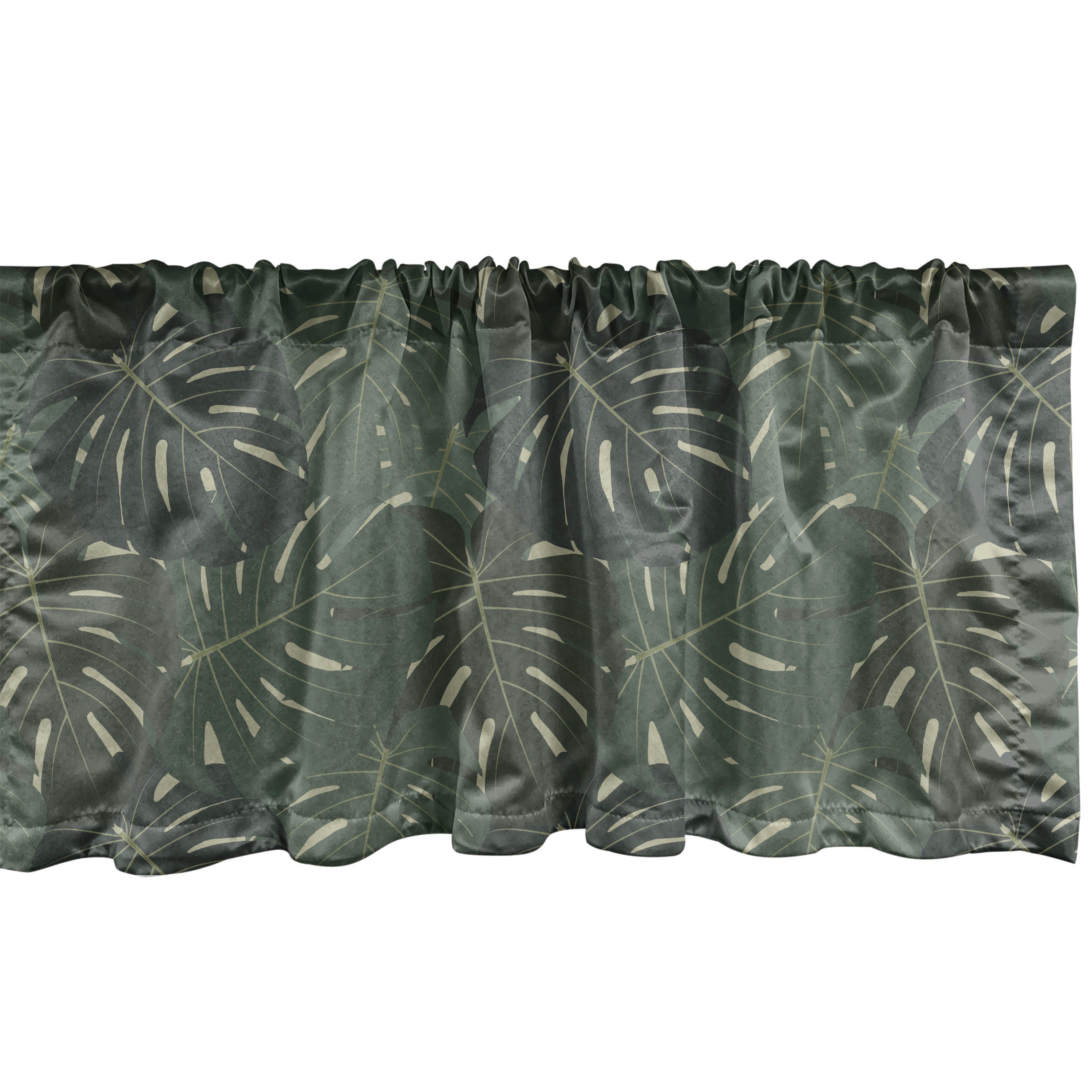 Kunst Exotische mit Blätter Dekor Scheibengardine Tropisch Vorhang Stangentasche, für Volant Monstera Schlafzimmer Küche Abakuhaus, Microfaser,