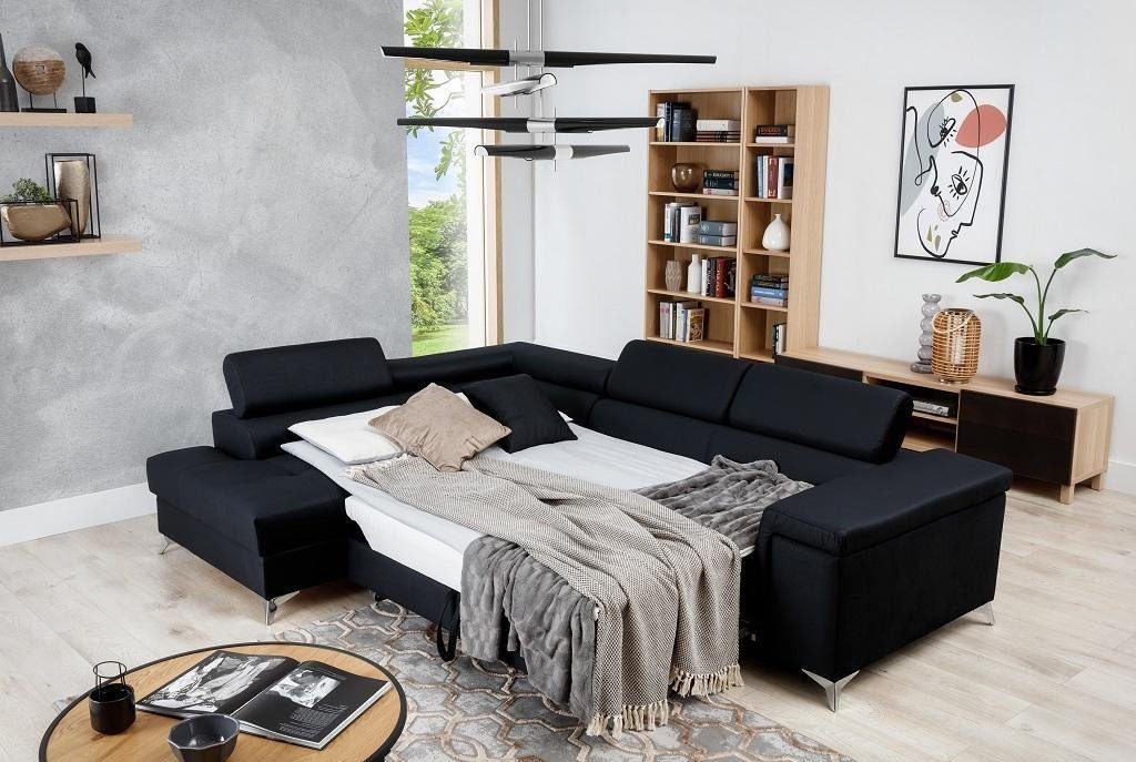 JVmoebel Ecksofa Designer Schwarzes Ecksofa Neu, Europe Made Polstermöbel in Luxus Couch