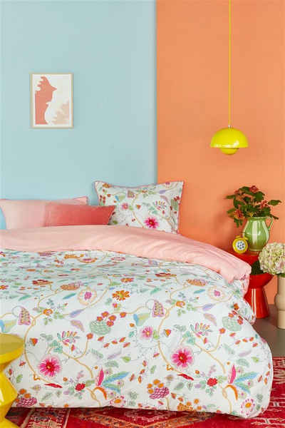 Bettwäsche Flower Beauty Pink 155X220 Rosa Mako-Satin 155 x 220 cm + 1x 80 x, Oilily, Baumolle, 2 teilig, Bettbezug Kopfkissenbezug Set kuschelig weich hochwertig