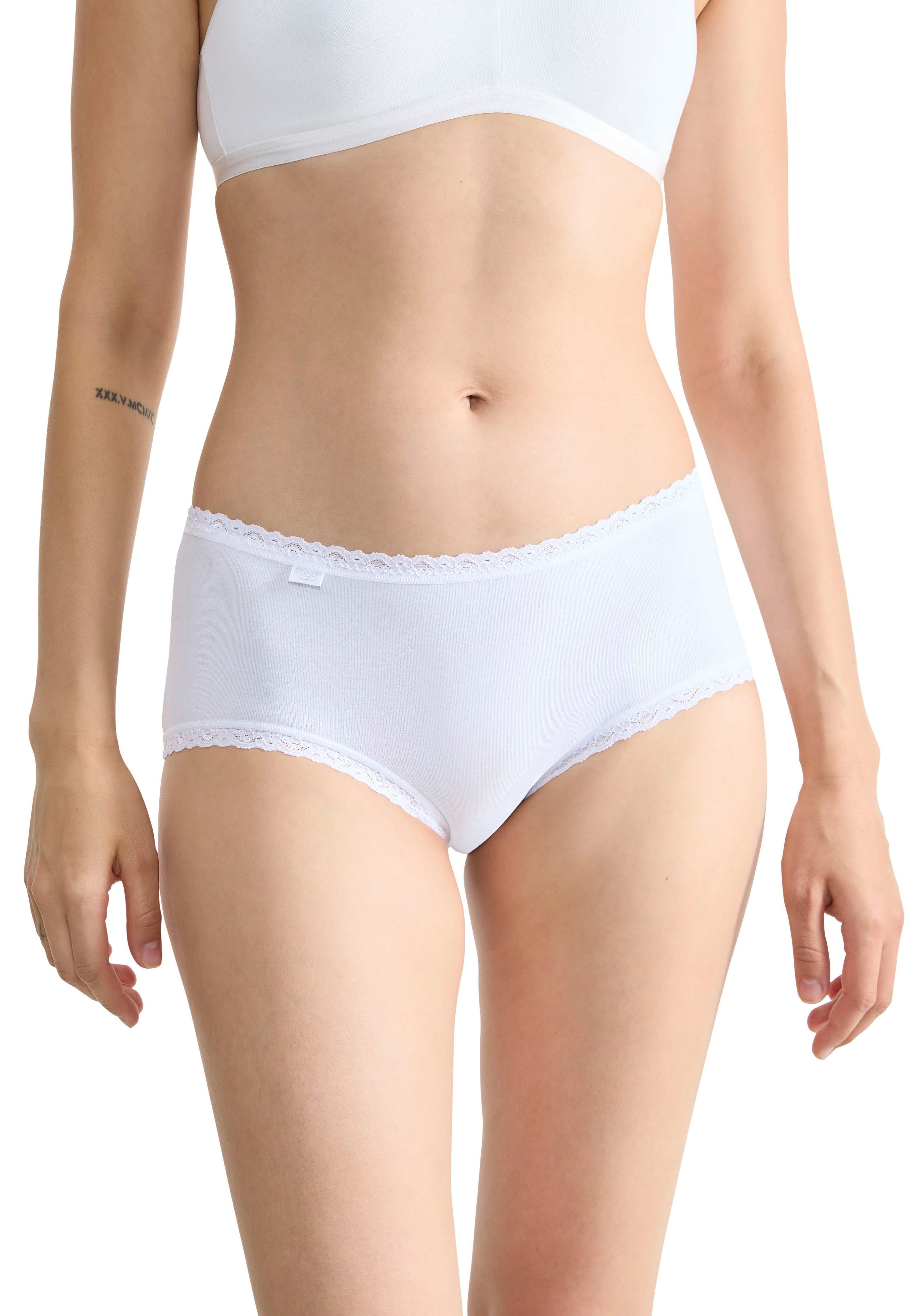 sloggi Midislip 24/7 Cotton Lace (3er Pack) mit zarter Spitze, Baumwollmischung. blickdicht, hüftiger Schnitt