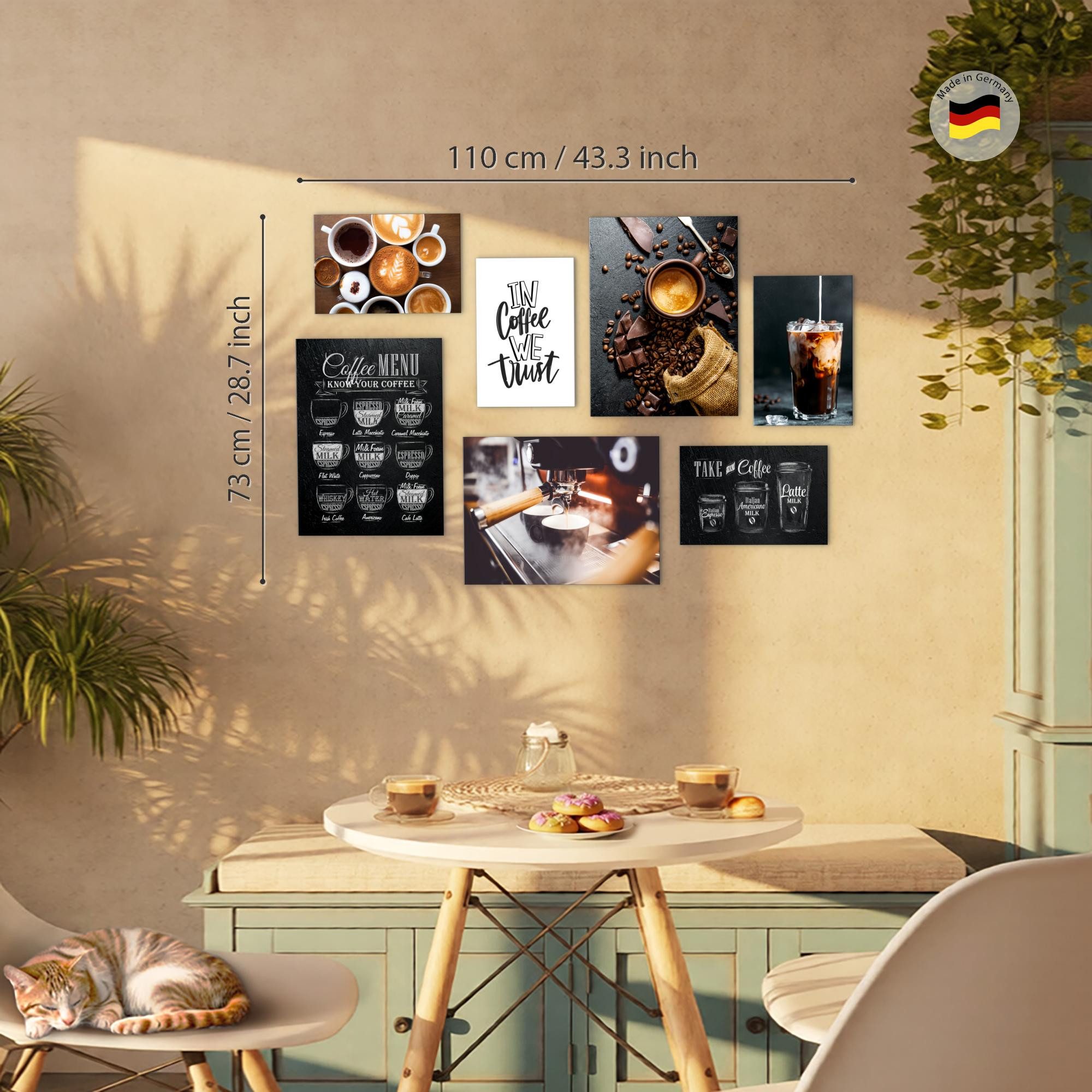 Novart Wandbild Wandbilder Küche Kaffee - AUFHÄNGFERTIG - Küchenbilder Obst 100x70 cm, Kaffe