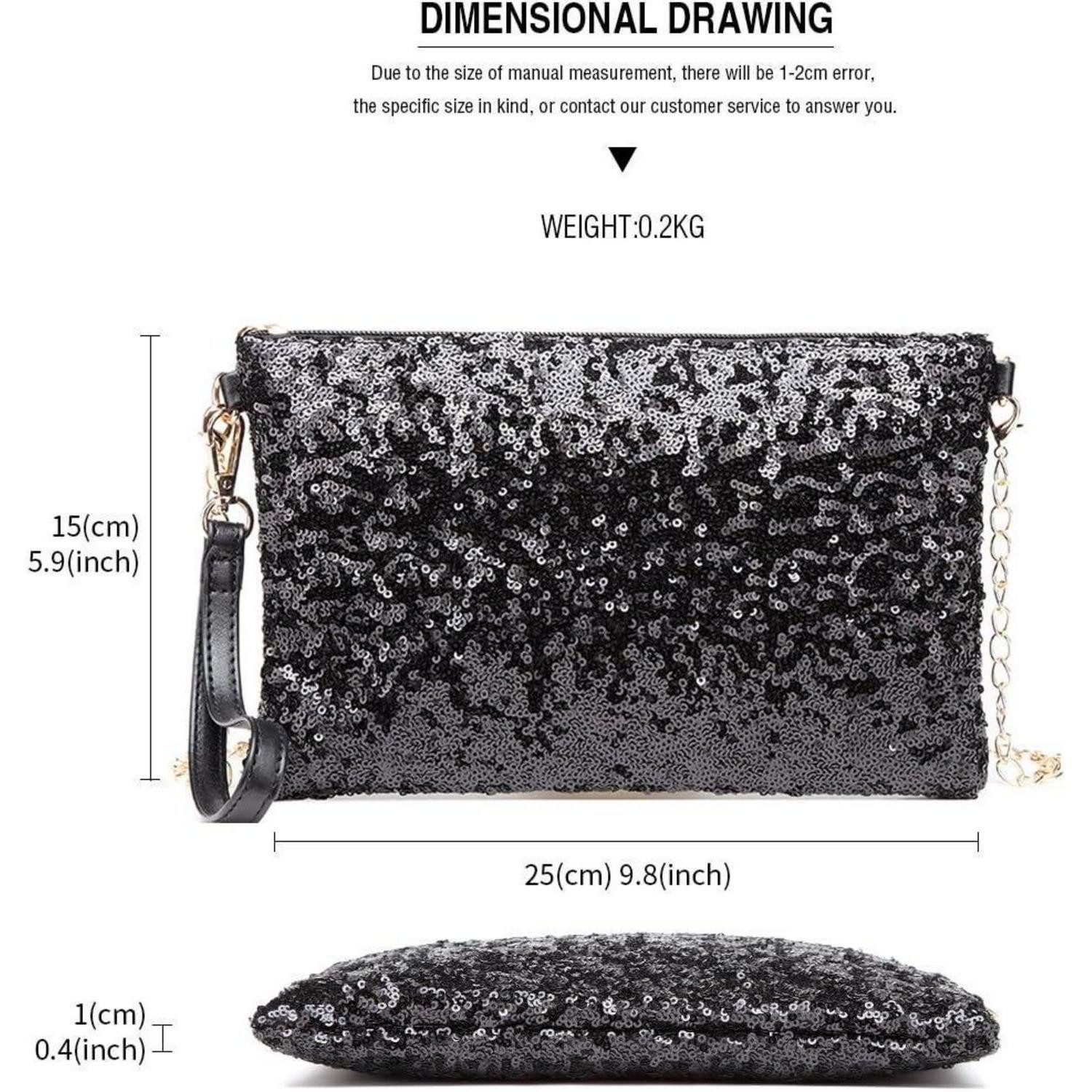 LuxusKollektion Clutch Damen Pailletten Clutch Umhängetasche Party Schultertasche Blau