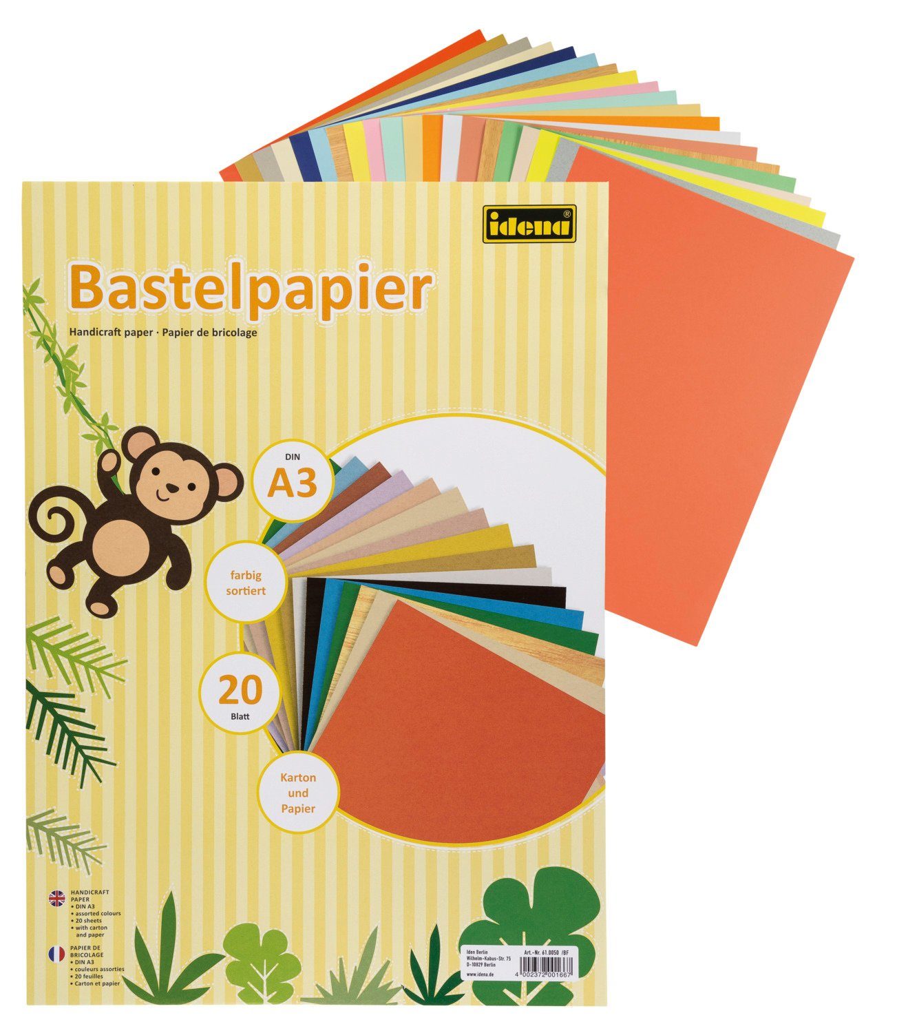 sort. Idena Bastelpapier Karton/Papier A3 Bastelkartonpapier Idena 20Bl.