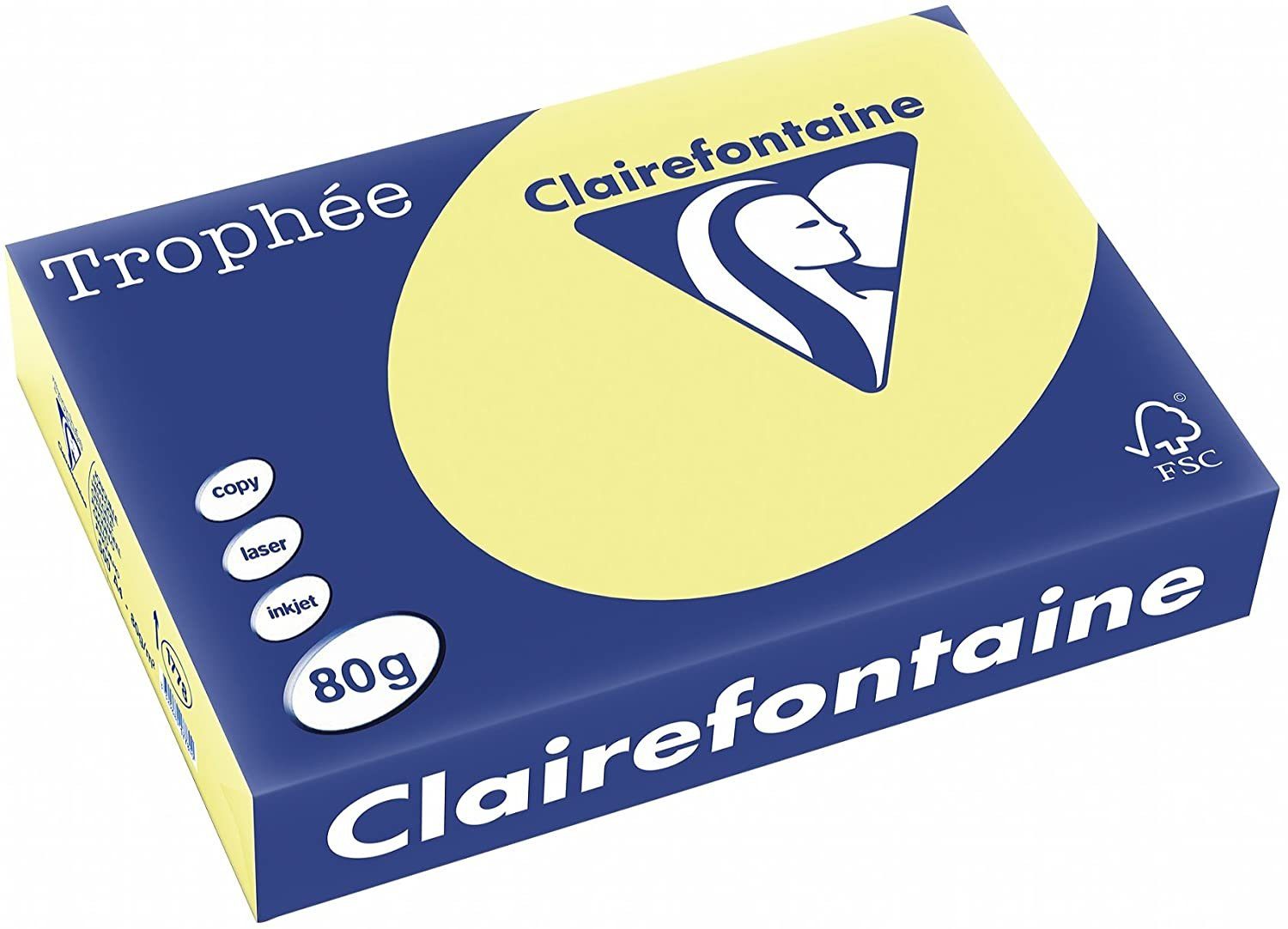 CLAIREFONTAINE Drucker- und Kopierpapier Clairefontaine Trophee Color 1778C Hellgelb 80g/m² DIN-A4 - 500 Blatt