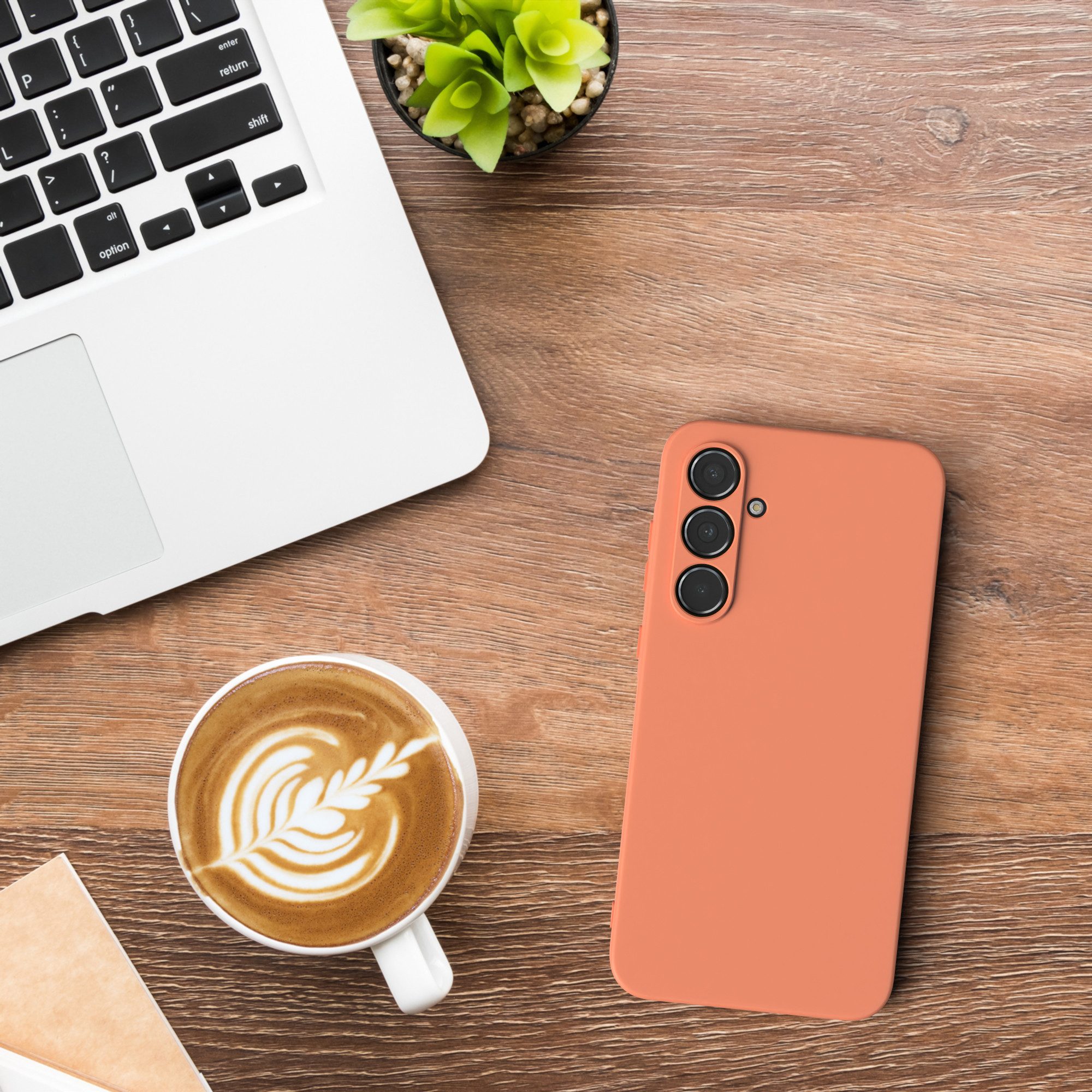 EAZY CASE Handyhülle für Samsung Galaxy A55 Hülle Silikon 6,6 Zoll, Schutzhülle mit Kameraschutz Telefonhülle elastisch Bumper tpu Orange