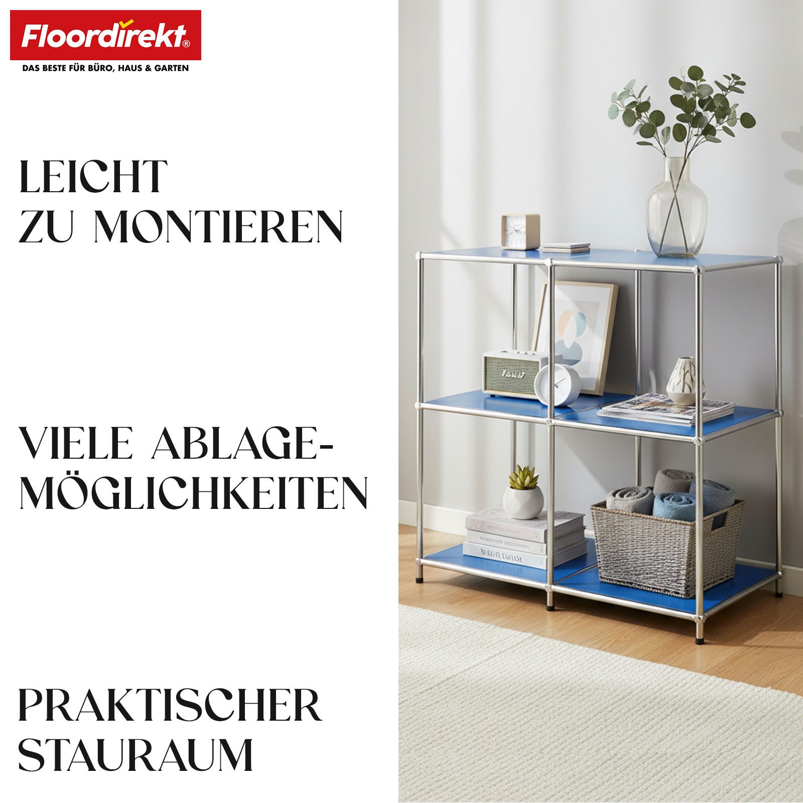 Floordirekt Sideboard Concept Epure MK-027 Metallregal, B78 × T40 × H82 cm, diverse Farben (modular, kratzfeste Pulverbeschichtung), offenes Ablageregal mit ver – Bild 4 von 5