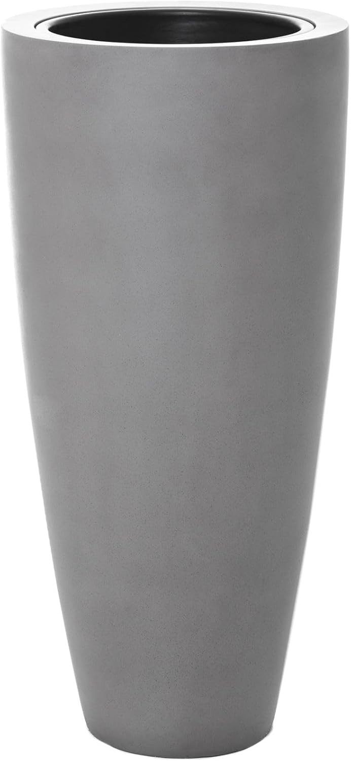 VIVANNO Pflanzkübel Fiberglas CITY Rund - Betongrau Beton-Design (1 St), 47x100 cm