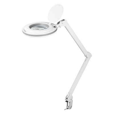 Goobay Lupenlampe 9 W LED-Lupenleuchte mit Klemme, SMD LED, kaltweiß, 6500 K, 1,75-fache Vergrößerung, Kristall-Glaslinse, Gelenkarm