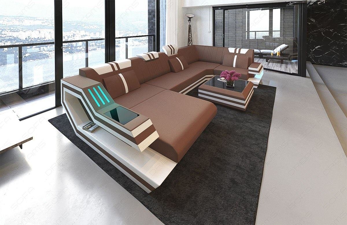 Sofa Dreams Wohnlandschaft Stoff Polstersofa Sofa Ravenna U Form M Mikrofaser Stoffsofa, Couch wahlweise mit Bettfunktion