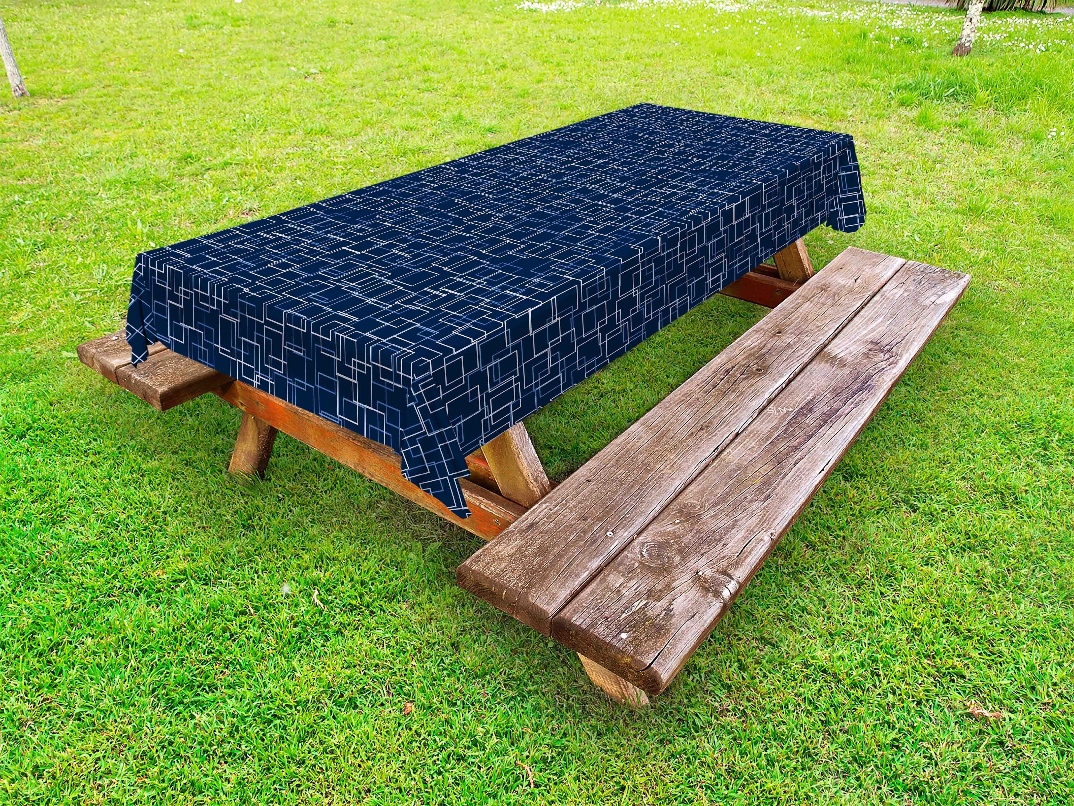 Abakuhaus Tischdecke dekorative waschbare Picknick-Tischdecke, Art Blue Überlappende Platz Forms
