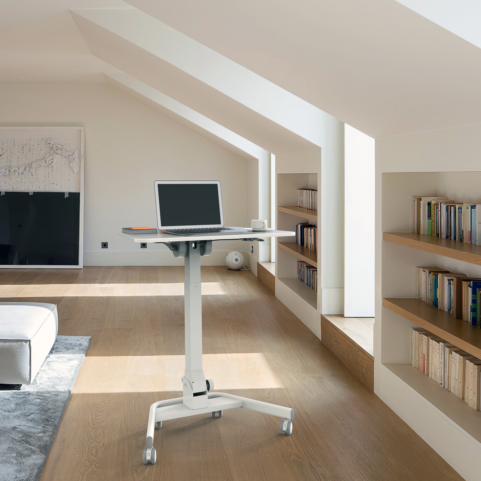SVITA Schreibtisch JEJU, Stehpult, Mobil, Computertisch, Laptoptisch, Weiß günstig online kaufen