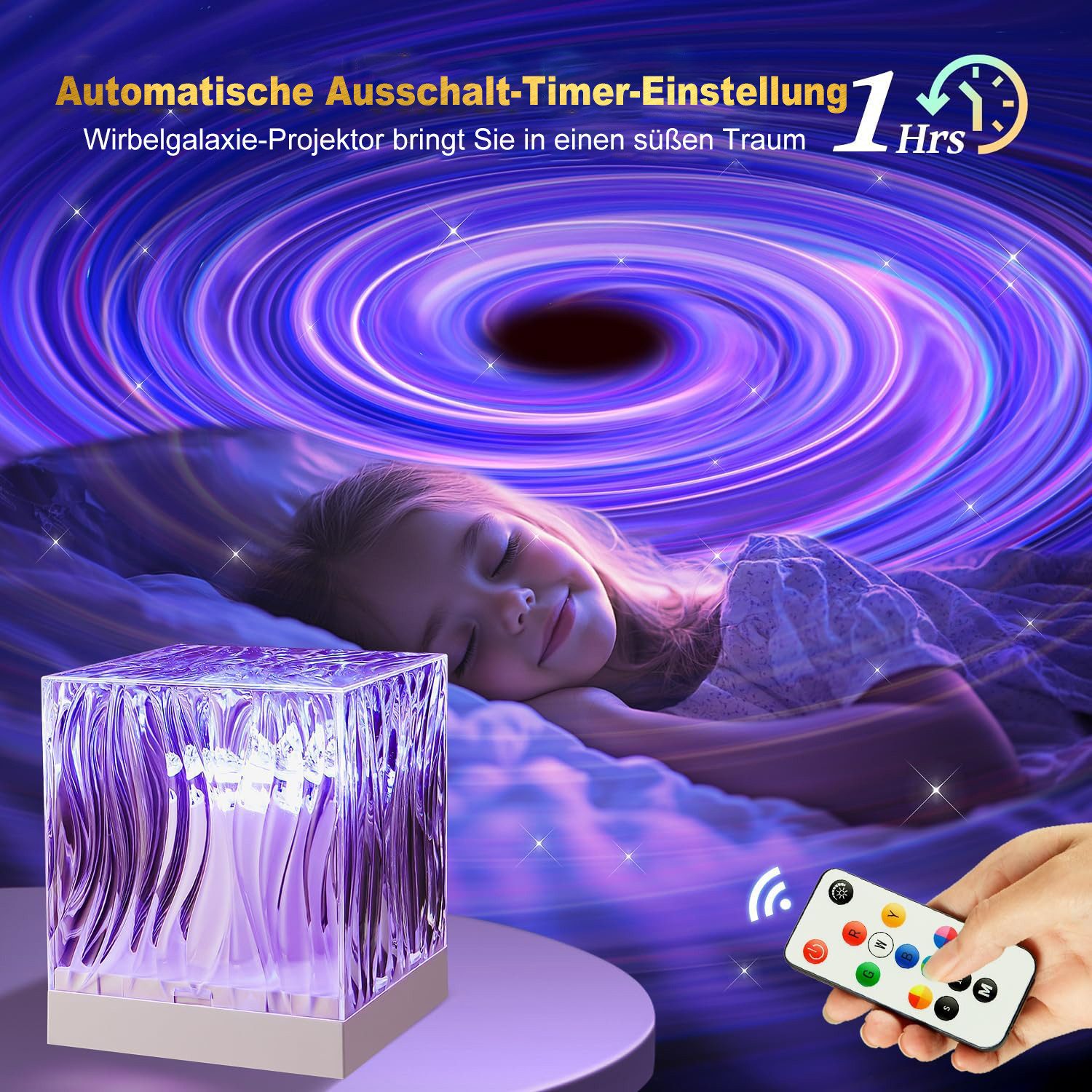 Futicare Nachtlicht LED Northern Lights Projektor, Tischlampe Kristall, 18 Farben Aurora Licht, 162 Modi, Dimmbar, Mit Fernbedienung & Timer, Schlafzimmer Deko  – Bild 5 von 5