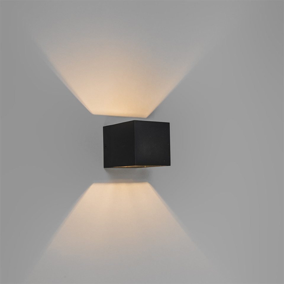 Qazqa Wandleuchte Transfer, ohne Leuchtmittel, G9, Schwarz, Modern, Aluminium, 1-flammig
