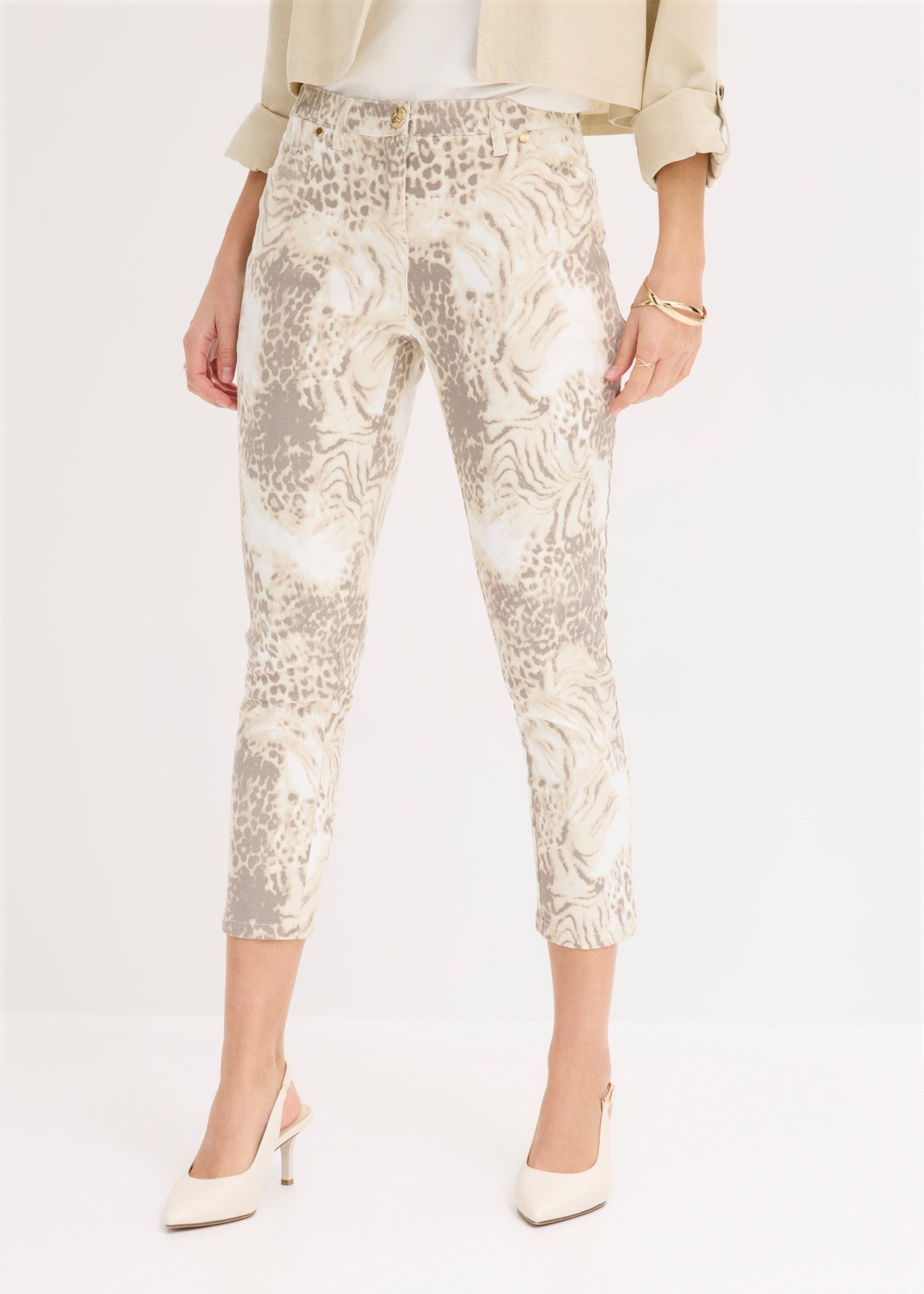 bonprix 7/8-Hose Slim Fit Passform, 7/8-Länge, Five-Pocket-Design, mit Gürtelschlaufen