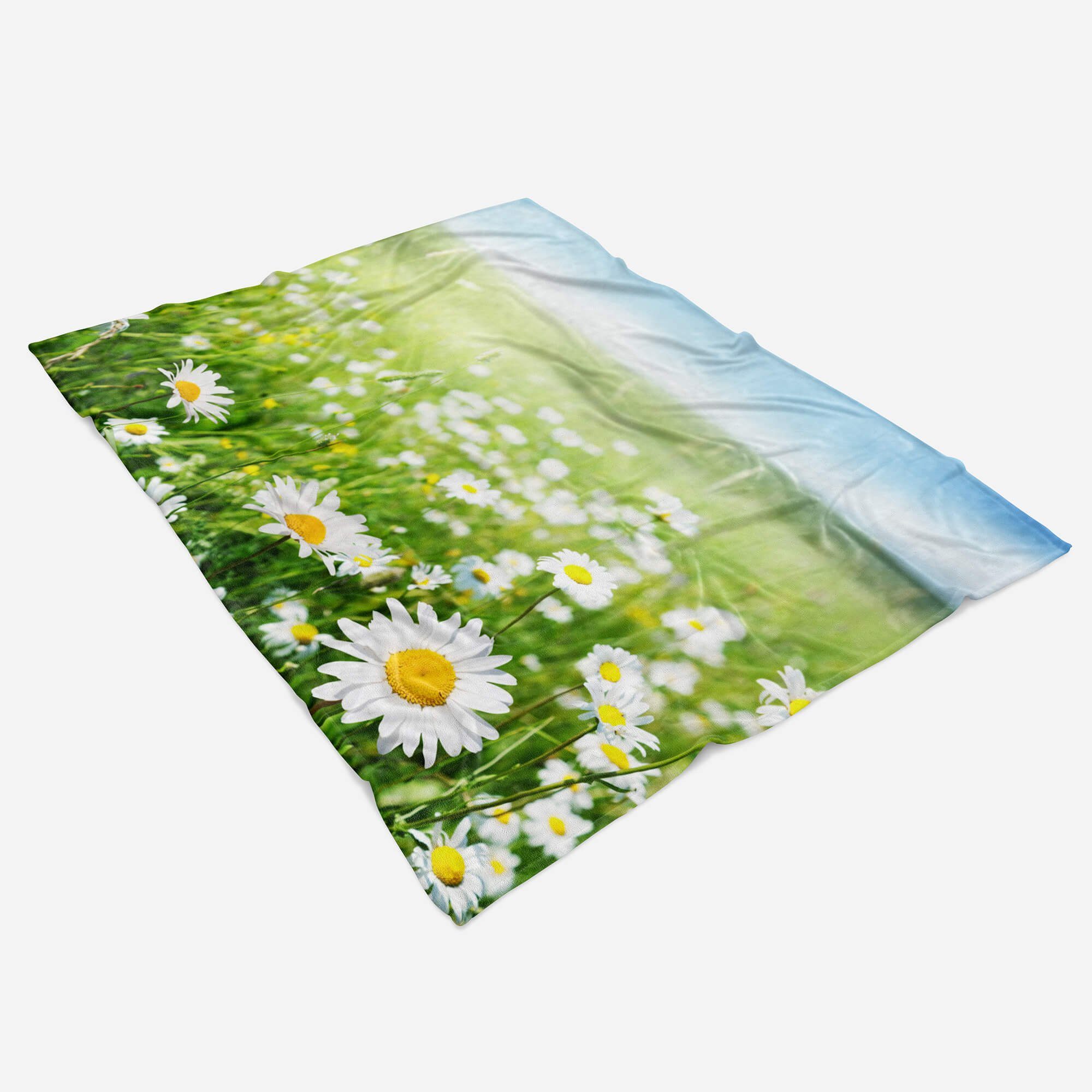 Kuscheldecke Handtücher Handtuch mit Sinus Baumwolle-Polyester-Mix Fotomotiv Handtuch (1-St), Gänseblümchen Strandhandtuch Saunatuch Art Somm,