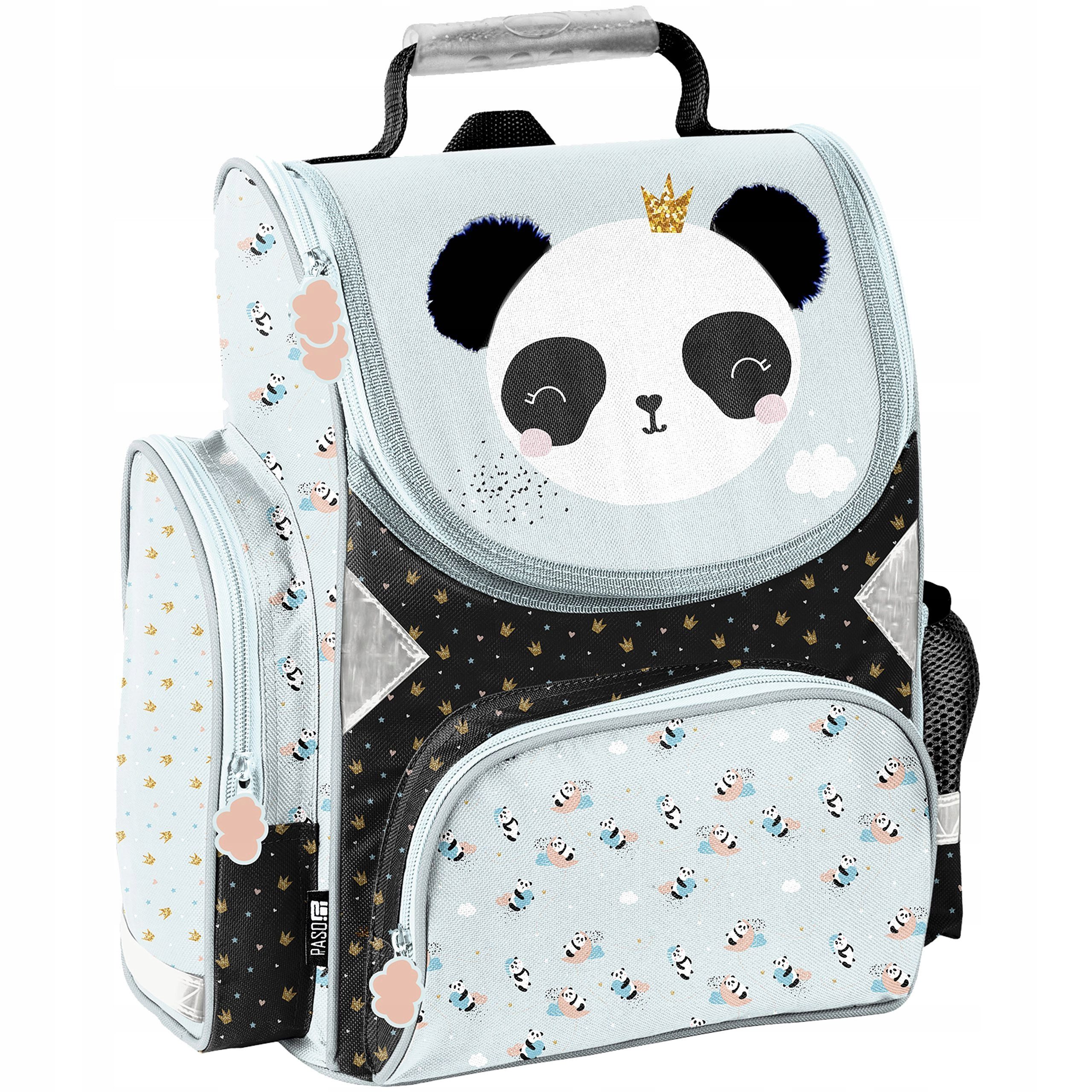 PASO Schulranzen Schulranzen für Mädchen Paso Niedliche Panda – Mintgrün