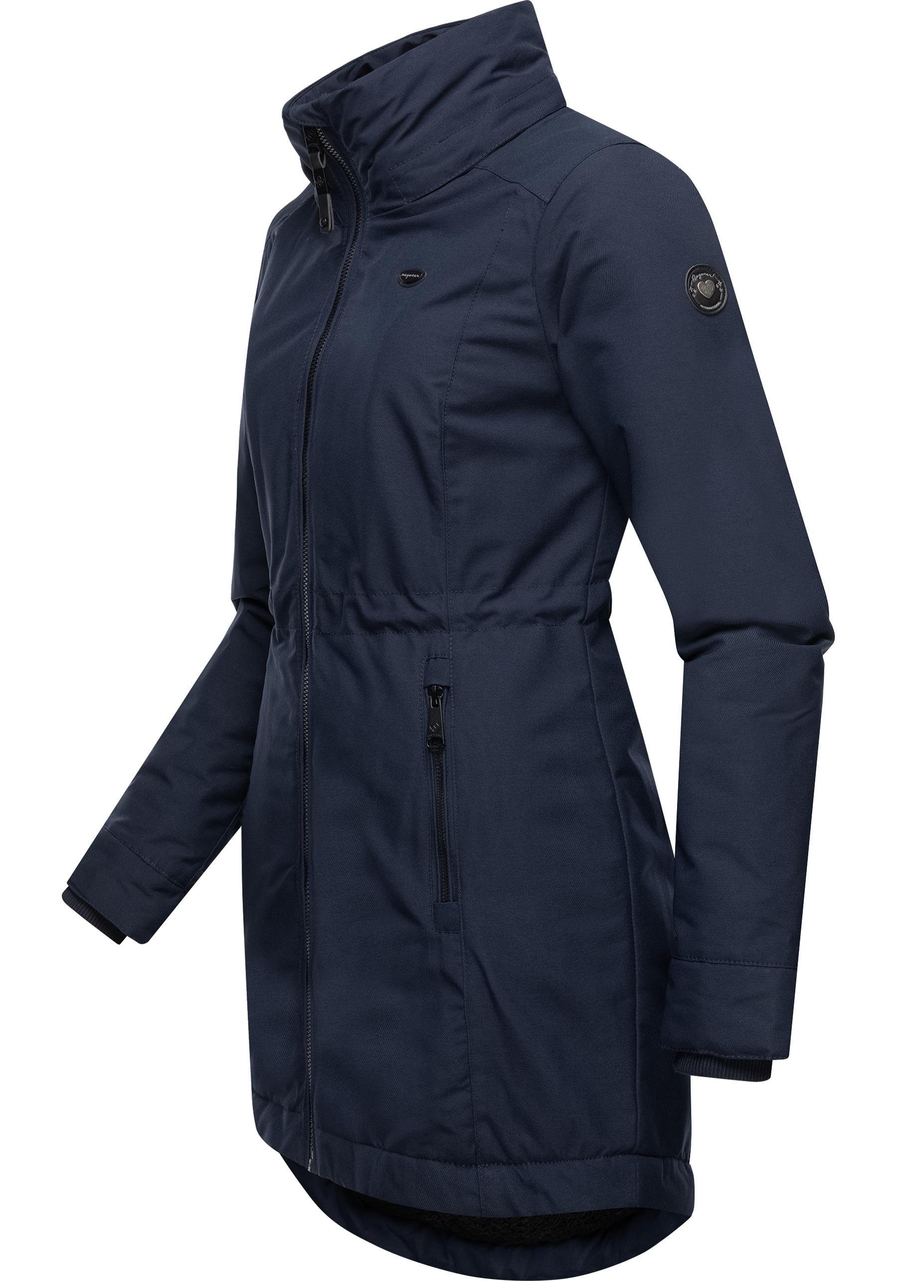 Winterjacke mit navy Wasserdichter Innenfutter Winterparka Ragwear Dakkota Teddyfleece