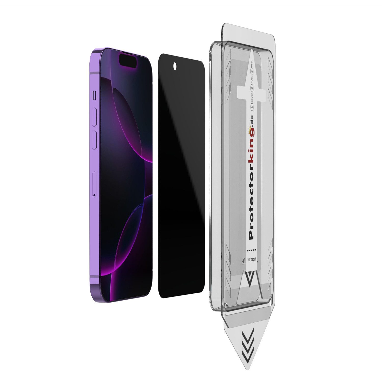Protectorking Displayschutzfolie 1x Blickschutz 9H Panzerglas Anti-Spy Sichtschutz Displayschutz für Apple iPhone 15, 1-Stück, 1 Stück, echtes Tempered 9H Panzerhartglas Privacy ANTI-SPY