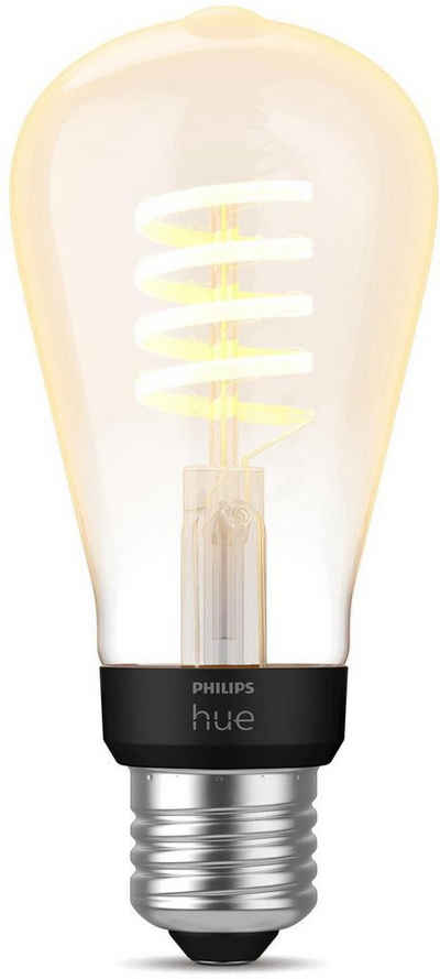 Philips Hue White Amb. E27 Einzelp. Edison ST64 Filament 300lm LED-Filament, E27, 1 St., Warmweiß, CCT-Farbtemperatursteuerung - warmweiß bis tageslichtweiß