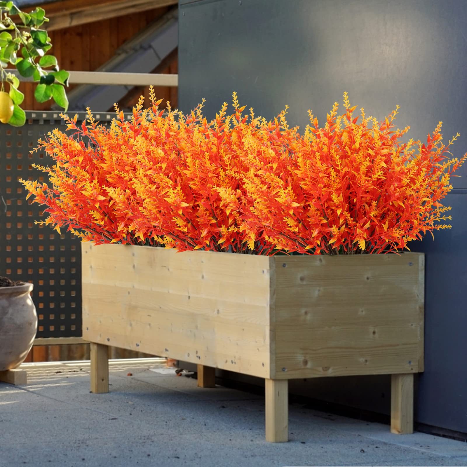Kunstblumenstrauß 8 Bündel Künstliche Herbstblumen Künstlich Herbststrauß Herbst Deko, Diwzbyn, Herbst Balkonpflanzen Herbstzweige für Drinnen Draußen Garten Ti – Bild 5 von 5