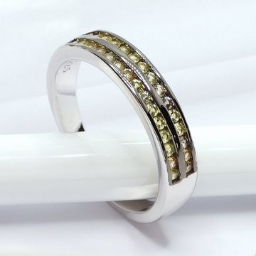Goldene Hufeisen Memoirering echter Gelber Saphir Ring 925 Sterling-Silber Rhodiniert, Damen-Schmuck mit Edelsteine