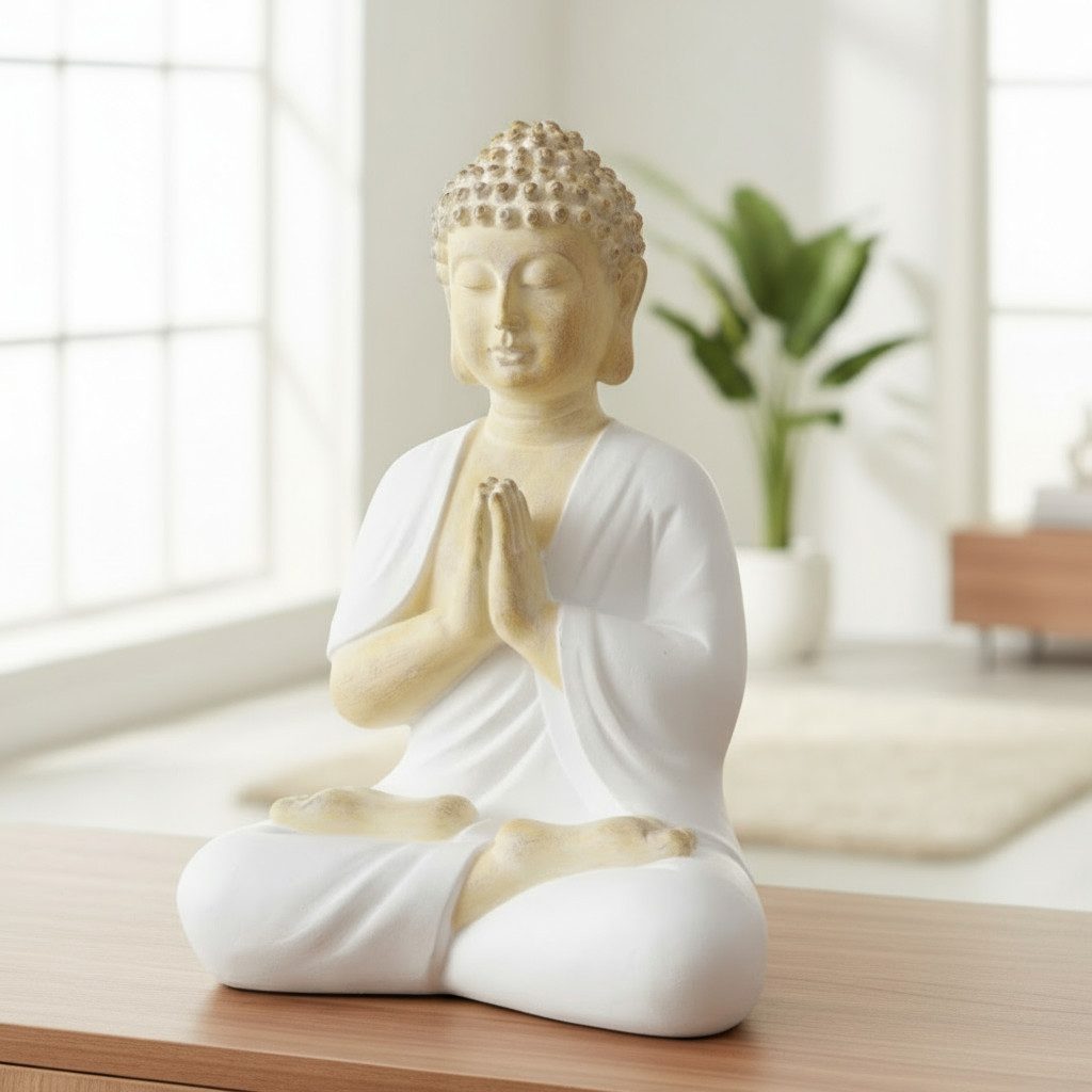 MF Buddhafigur Buddha Skulptur Samudra Weiss Beige 50cm (1 St)