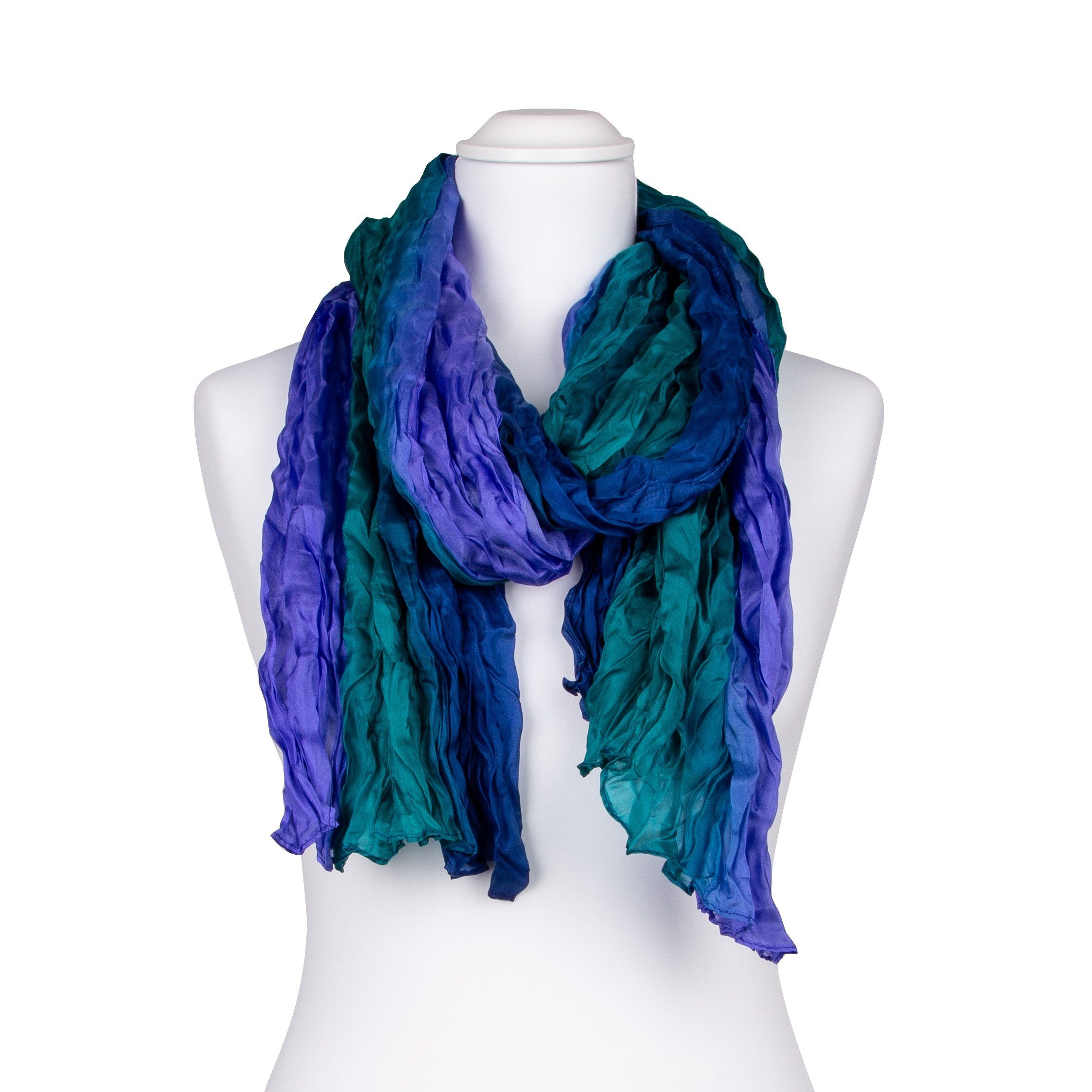 Silkroad Seidenschal Knitterschal Halstuch Schal XXL Farbverlauf blaugrün-petrol