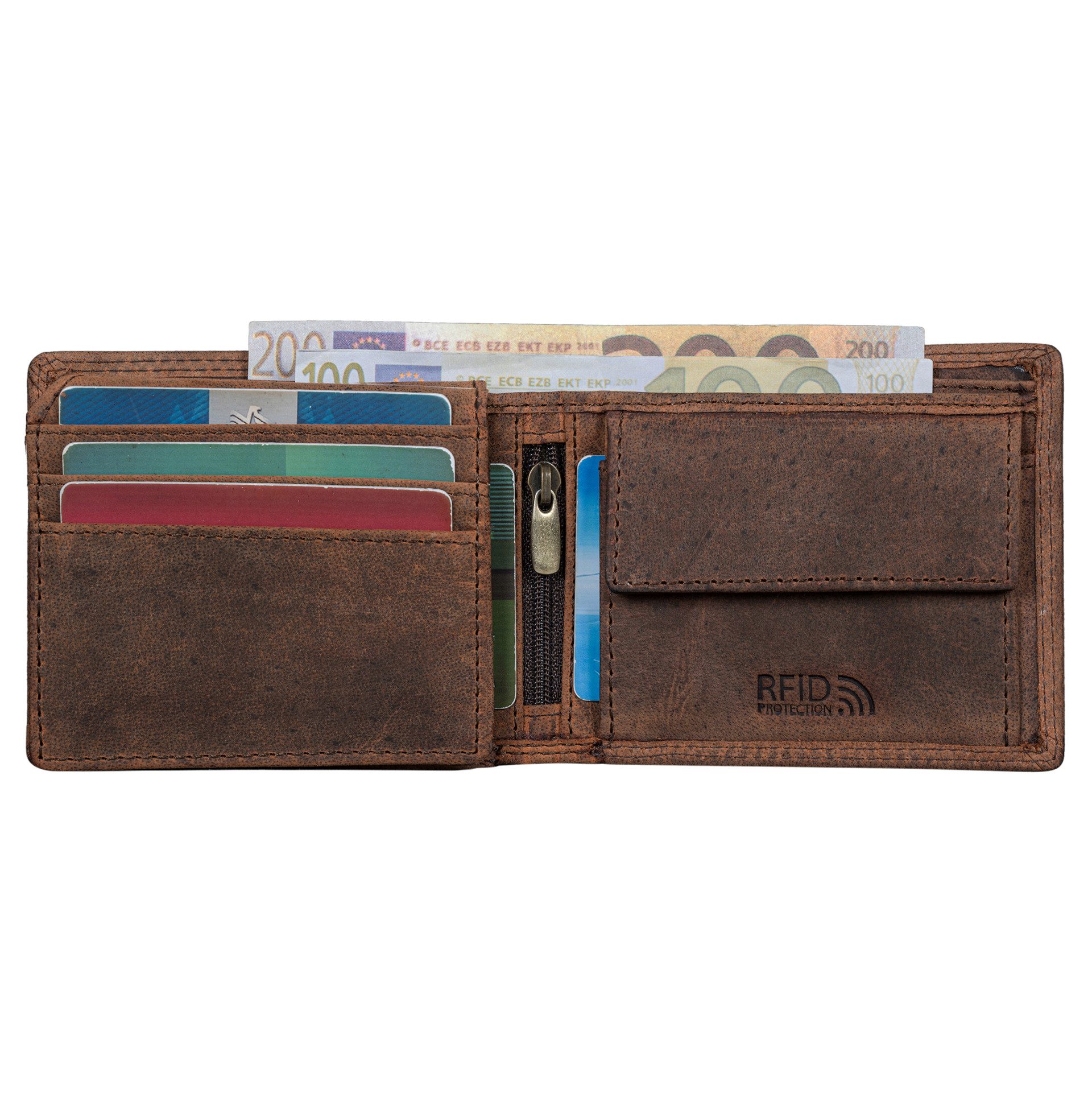 Benthill Geldbörse Herren Echtleder RFID Portemonnaie Slim Gelbeutel Vintage Leder, RFID-Schutz Kartenfächer Münzfach