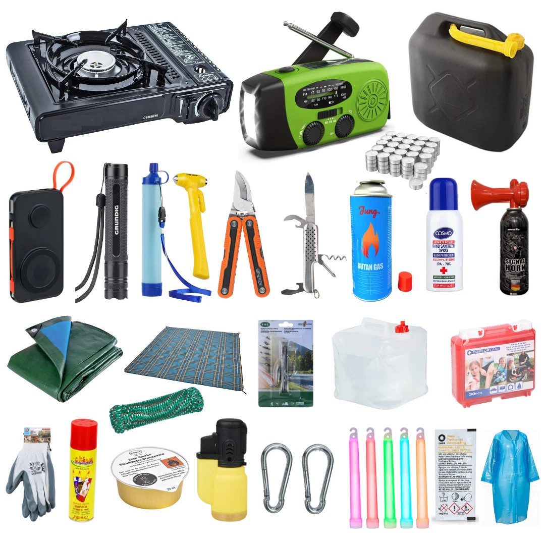 JUNG Multitool Survival Ausrüstung 270tlg XL Notfallausrüstung, (270 St), Notfallrucksack Notfall Outdoor