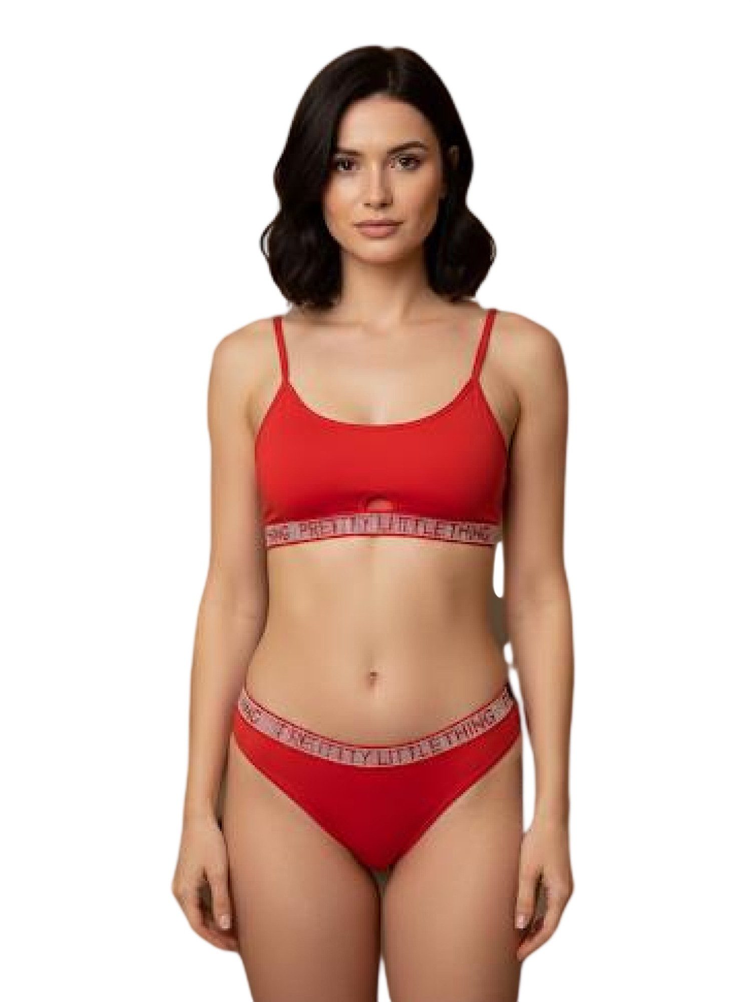 For You Moda Bustier 2-teiliges rotes Bralette & Slip Set