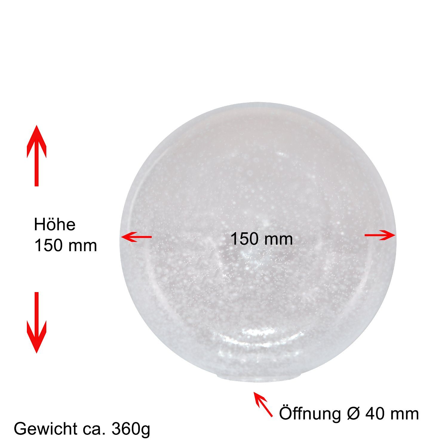 Home4Living Lampenschirm Kugelglas Blasenglas Lampenglas Ø 150mm Ersatzglas, Blasenglas – Bild 2 von 3
