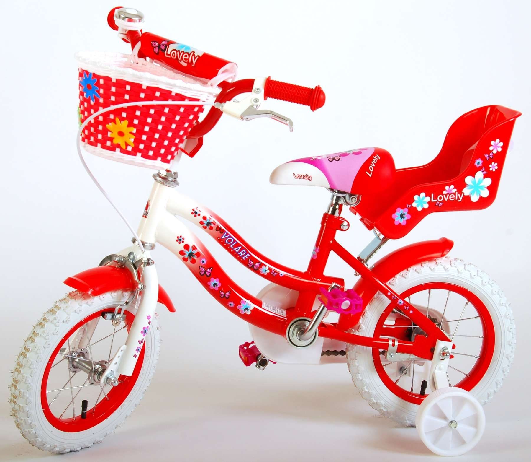 12 - Fahrradkorb Rot Zoll Weiß Mädchen / & LeNoSa Fahrrad Kinderfahrrad Puppensitz