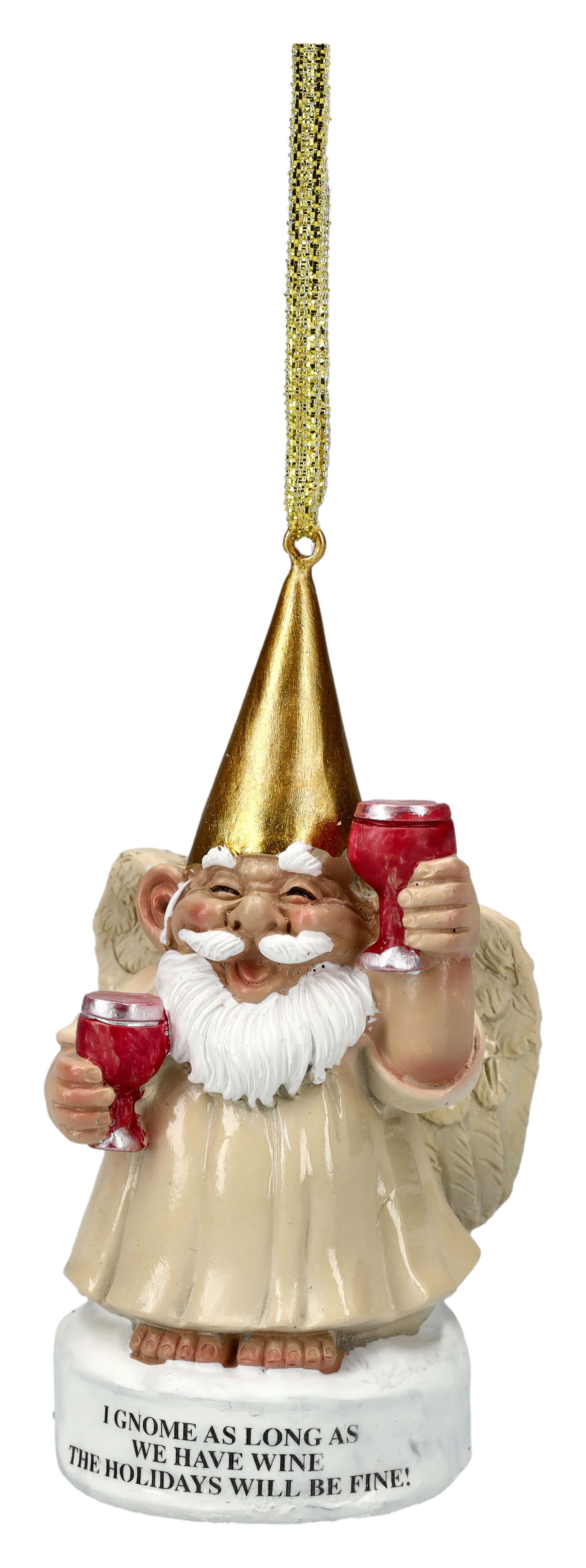 Figuren Shop GmbH Christbaumschmuck Christbaumschmuck - Gartenzwerg Engel mit Wein - Weihnachtsschmuck (1-tlg)